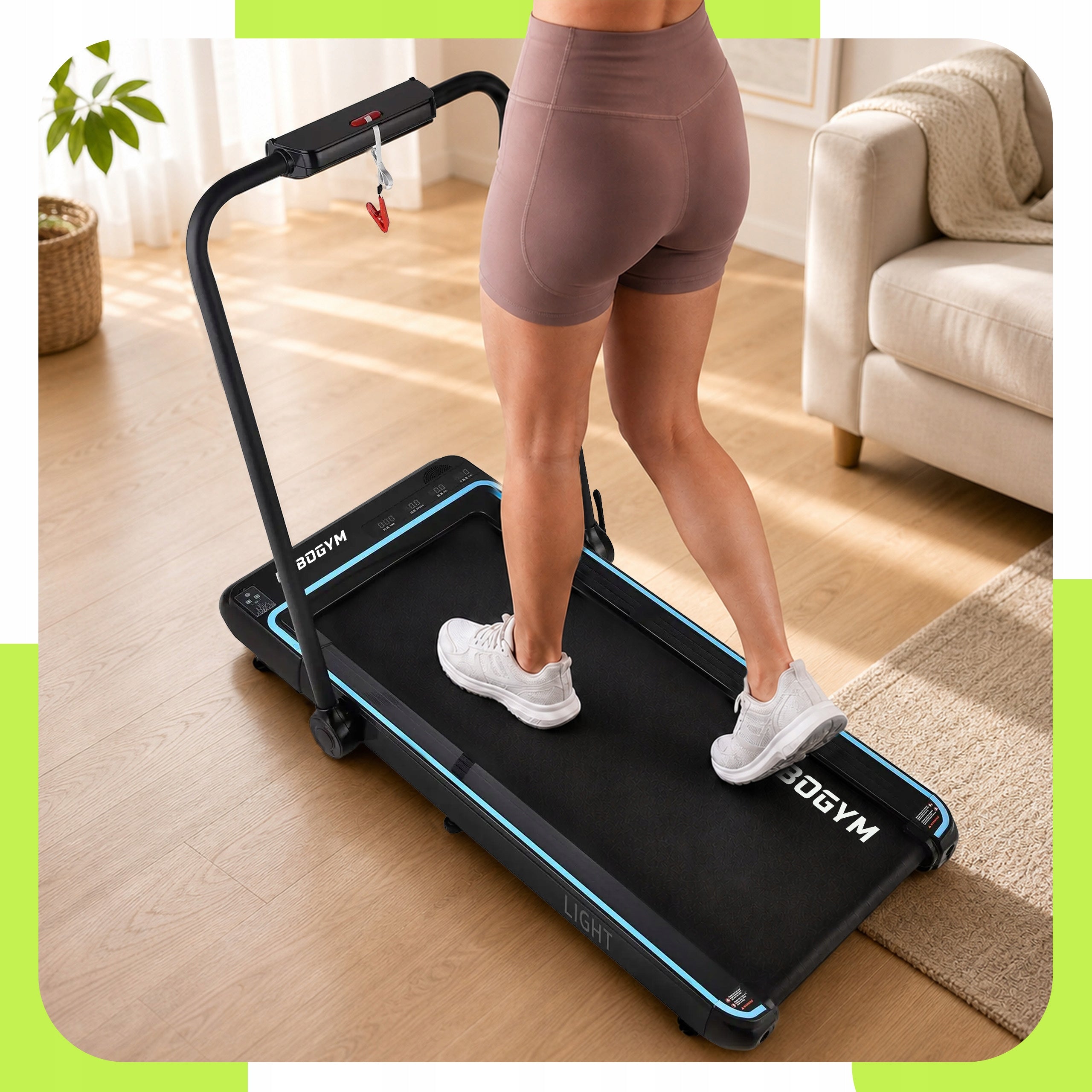 ELECTRIC HOME TREADMILL 2IN1 LIGHT FOLDING FLAT UNDER THE BED 12KM/H Measurements training duration distance speed burned calories