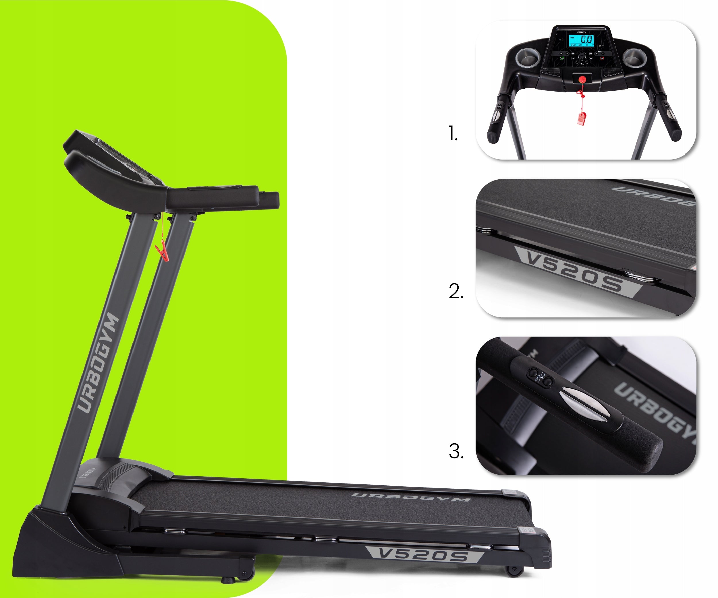 ELECTRIC HOME TREADMILL V520S AUTO ANGLE 15 LEVELS FOLDABLE CUSHIONING Packaging status original