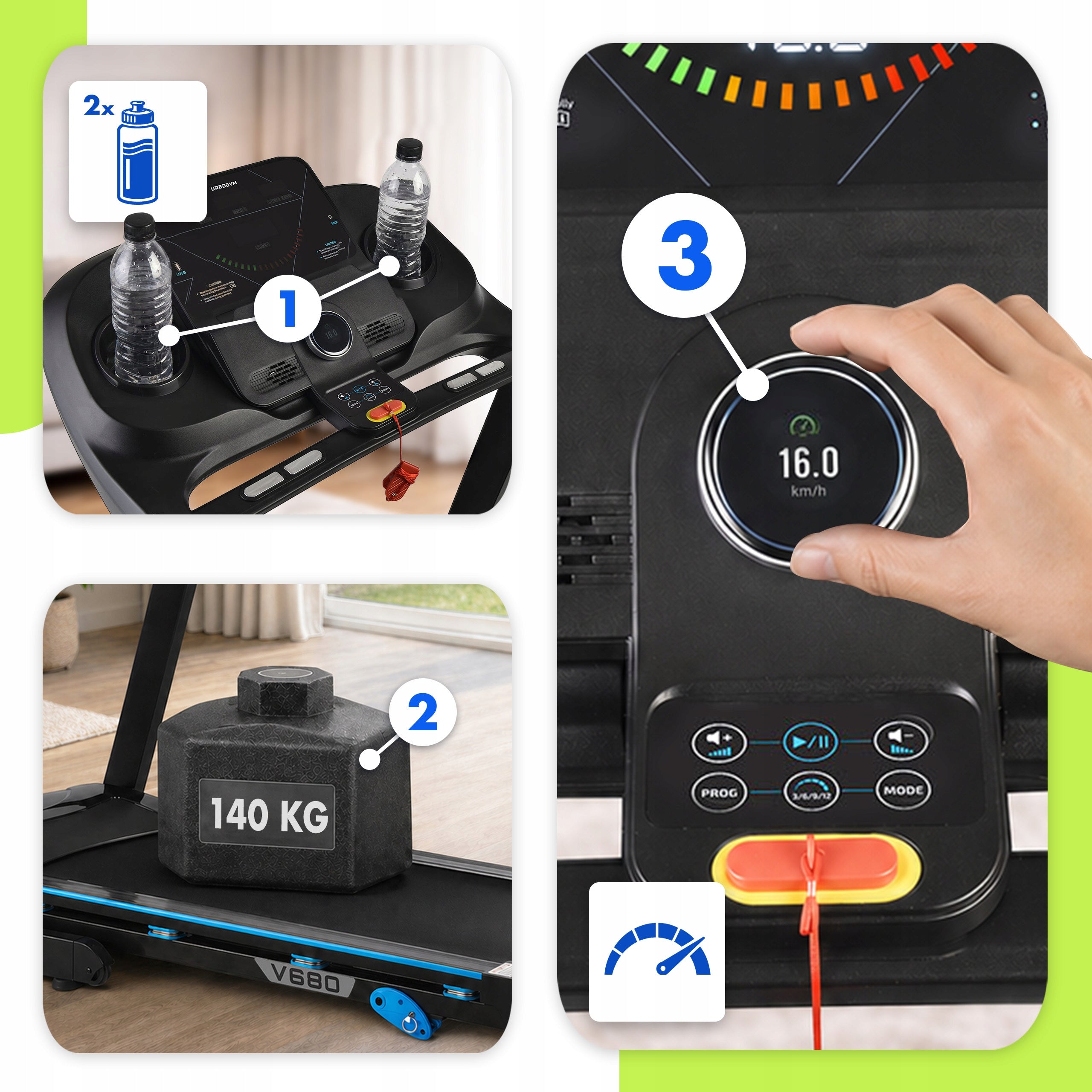 ELECTRIC HOME TREADMILL V680 SUBSCRIPTION, INCLINE ADJUSTMENT, FOLDABLE Model V680