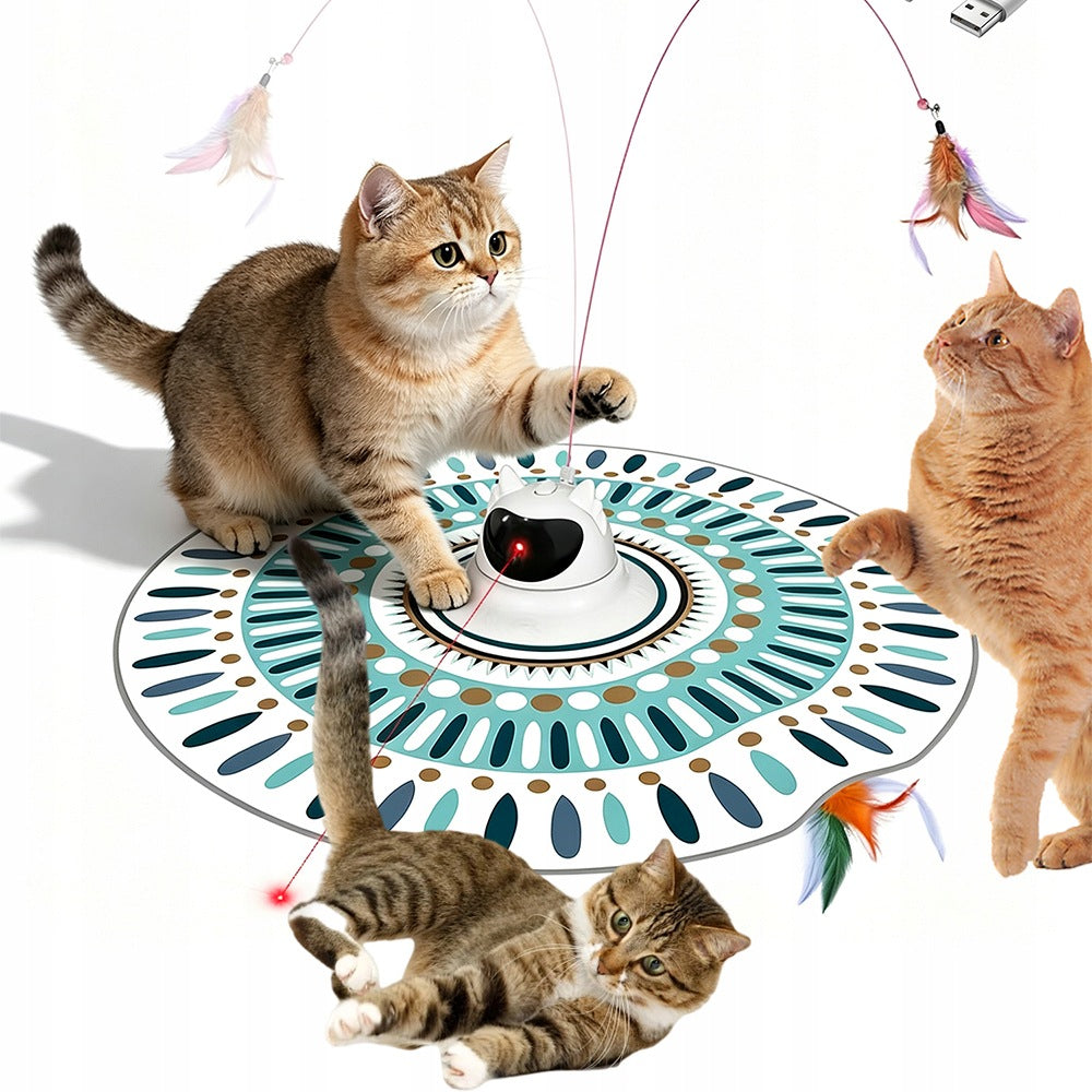 ELECTRIC INTERACTIVE CAT TOY, HIDE-AND-SEEK FUN, LASERS, FEATHERS