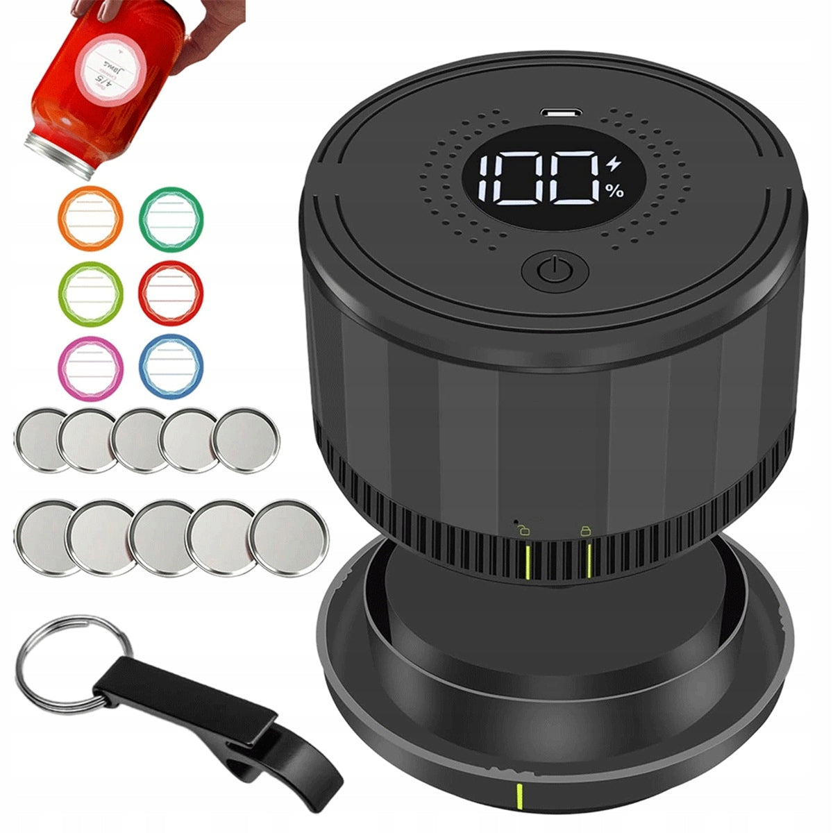 ELECTRIC JAR SEALER WITH 1200MAH BATTERY AND LABELS