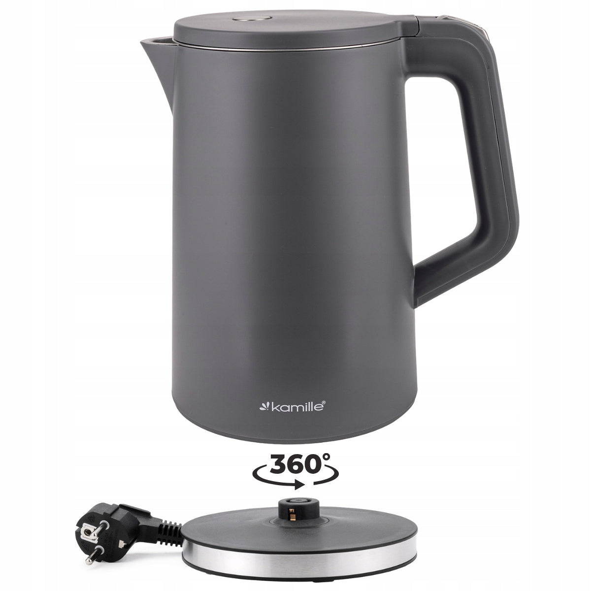 ELECTRIC KETTLE 1,7 L GREY MESH FILTER ROTATING BASE KAMILLE Power 1800 W