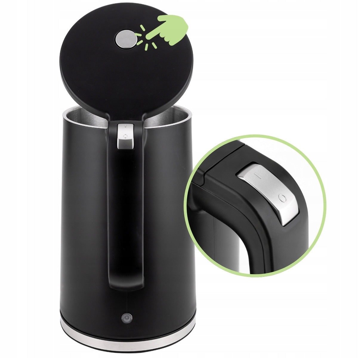 ELECTRIC KETTLE 1,7L BLACK MESH FILTER ROTATING BASE KAMILLE Power 1800 W