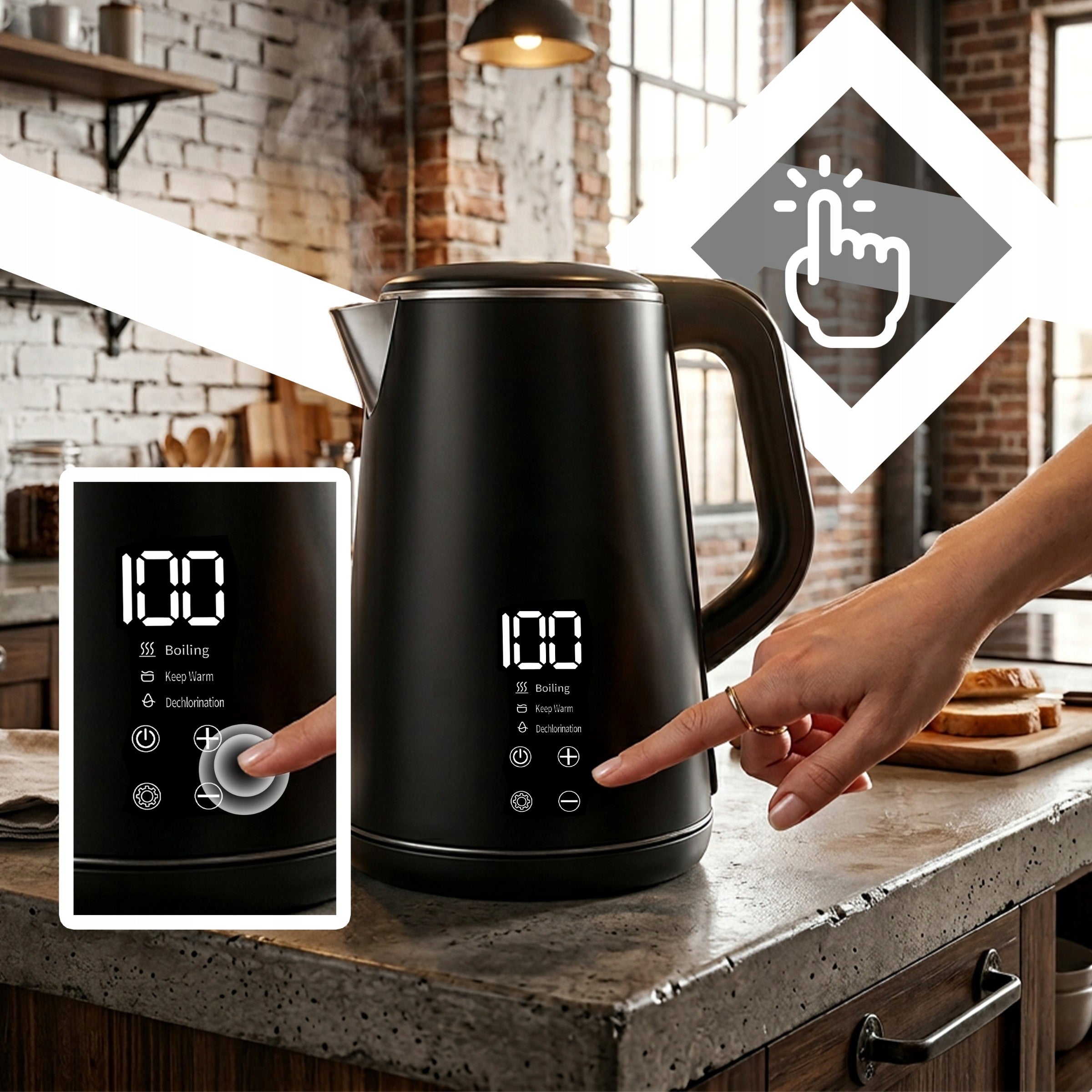ELECTRIC KETTLE 1500W 1,6L WIRELESS TOUCH TEMPERATURE CONTROL Manufacturer code R-OR1298