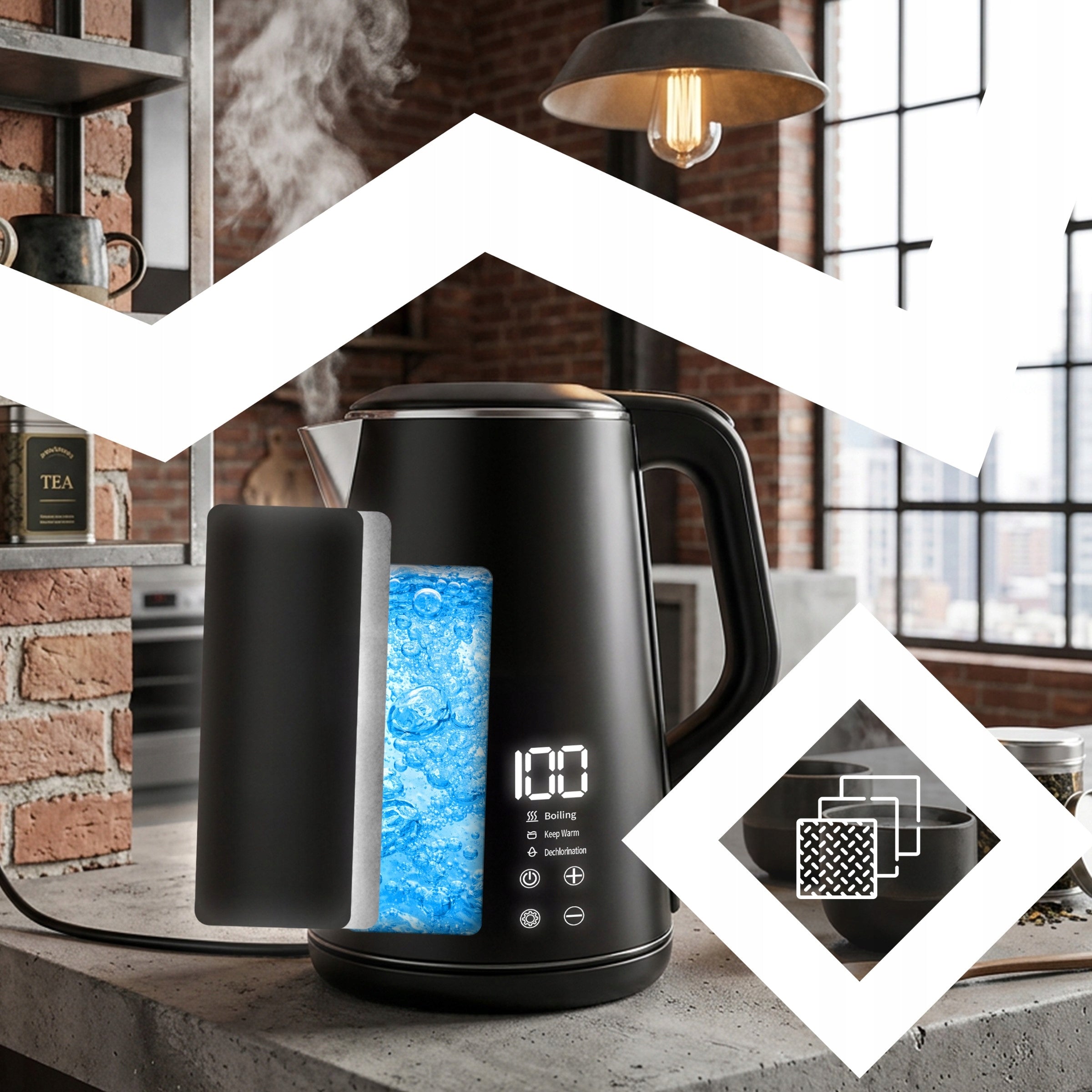 ELECTRIC KETTLE 1500W 1,6L WIRELESS TOUCH TEMPERATURE CONTROL Model R-OR1298