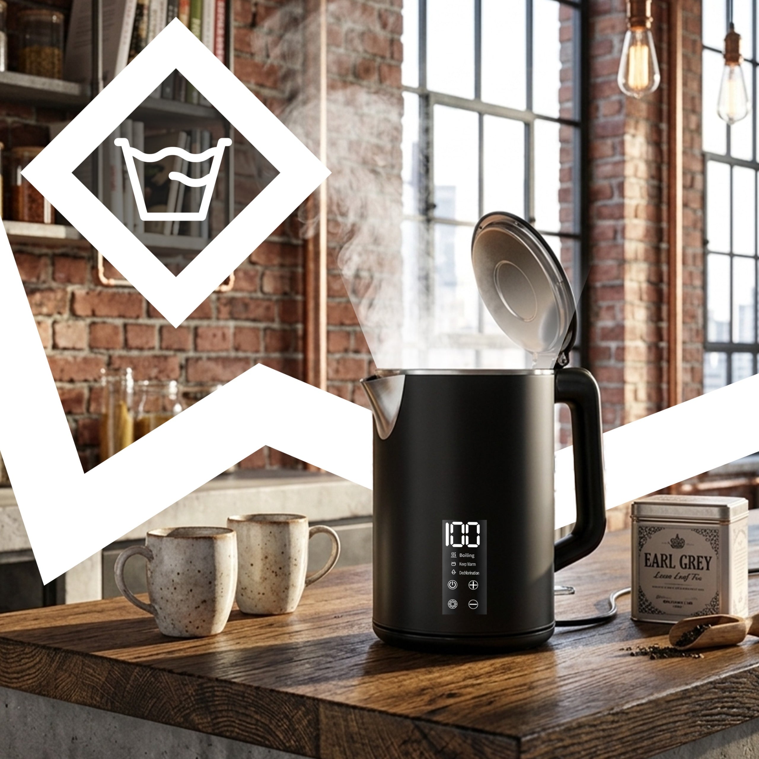ELECTRIC KETTLE 1500W 1,6L WIRELESS TOUCH TEMPERATURE CONTROL Power 1500 W