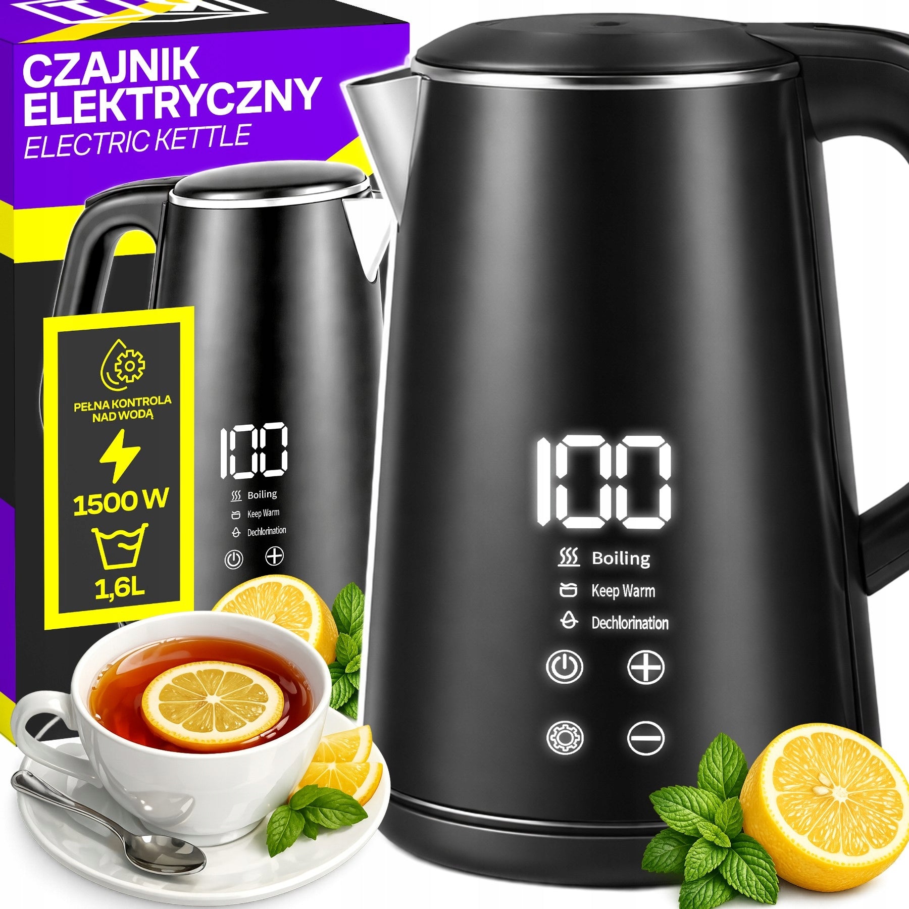 ELECTRIC KETTLE 1500W 1,6L WIRELESS TOUCH TEMPERATURE CONTROL
