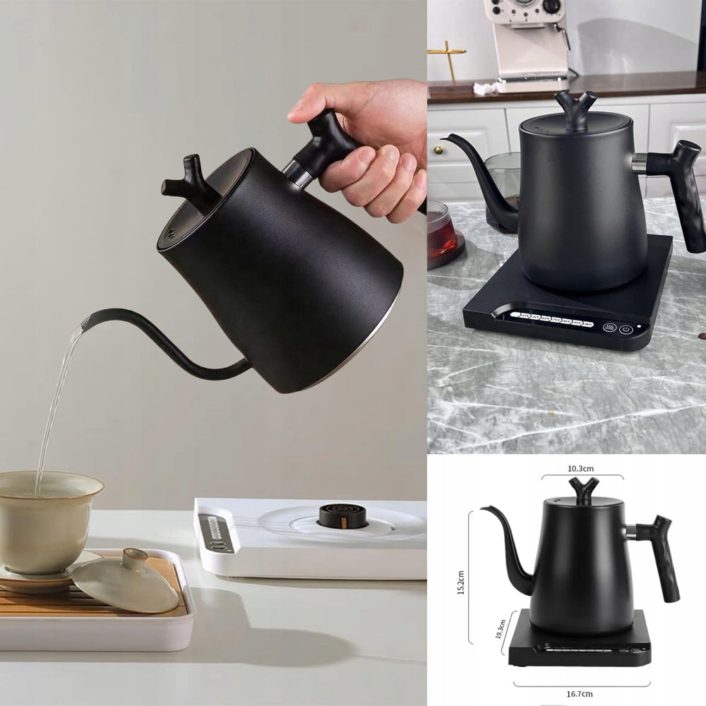 ELECTRIC KETTLE 1L 1000W BLACK 7 TEMPERATURE CONTROL GOOSENECK Material metal