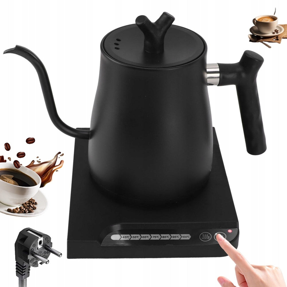ELECTRIC KETTLE 1L 1000W BLACK 7 TEMPERATURE CONTROL GOOSENECK