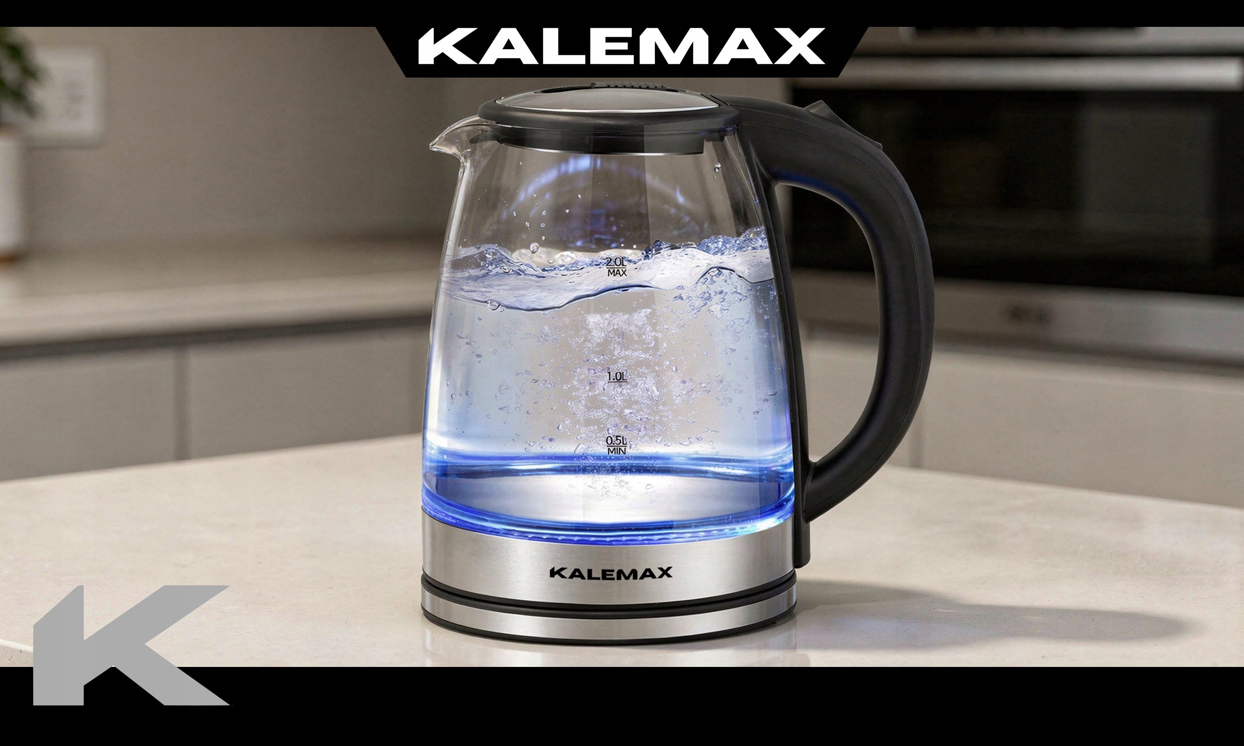 ELECTRIC KETTLE BLACK QUIET 2L STEEL 1800W LED BACKLIGHT STRONG Dominant color black