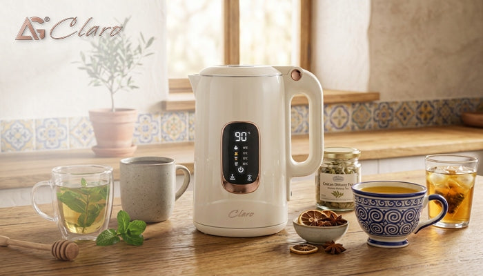 ELECTRIC KETTLE CLARO UNO 1800W 1,8L WITH TEMPERATURE CONTROL LCD WHITE Dominant color white