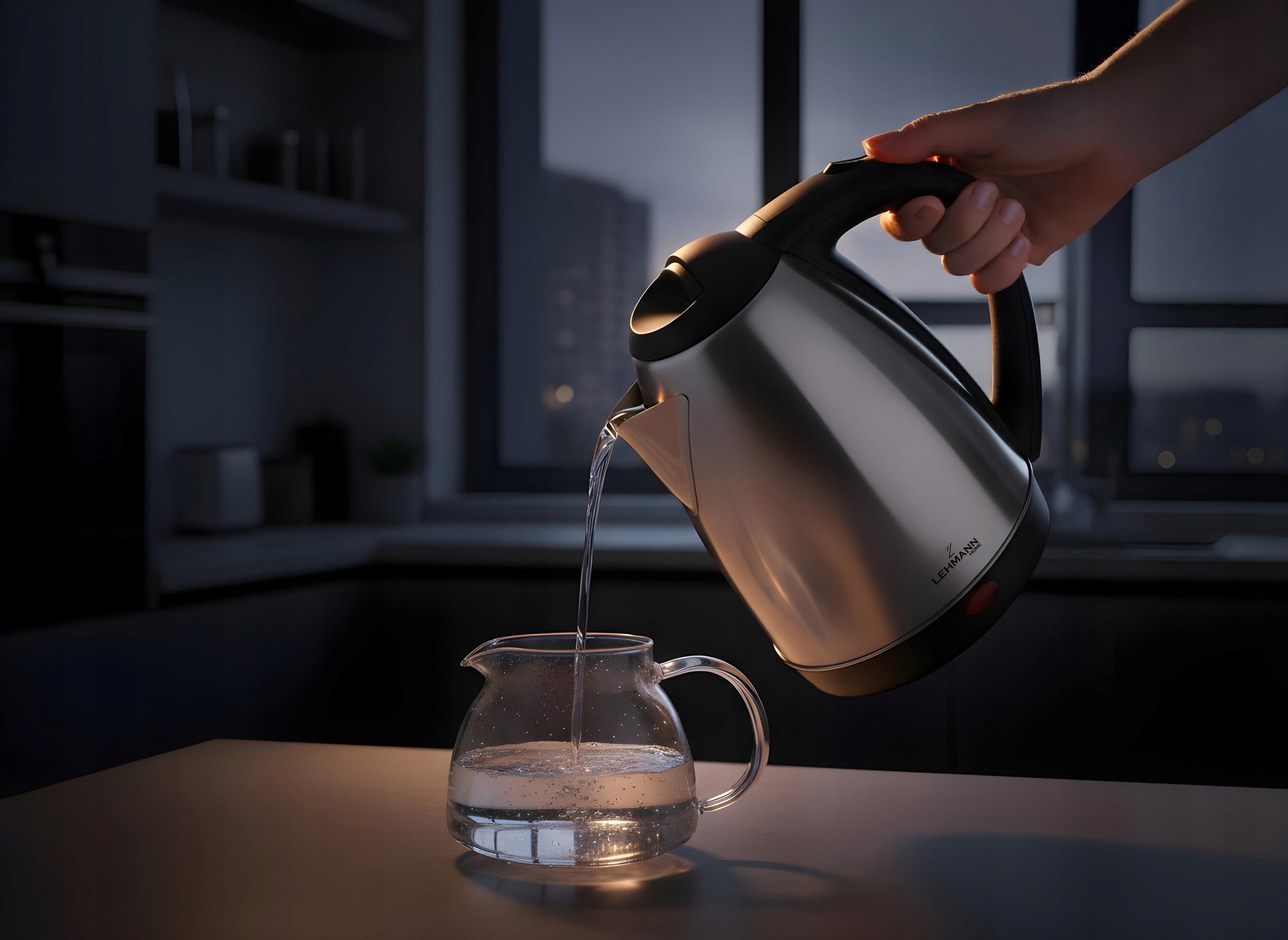 ELECTRIC KETTLE CORDLESS TOURIST LARGE STRONG STAINLESS STEEL Brand Lehmann