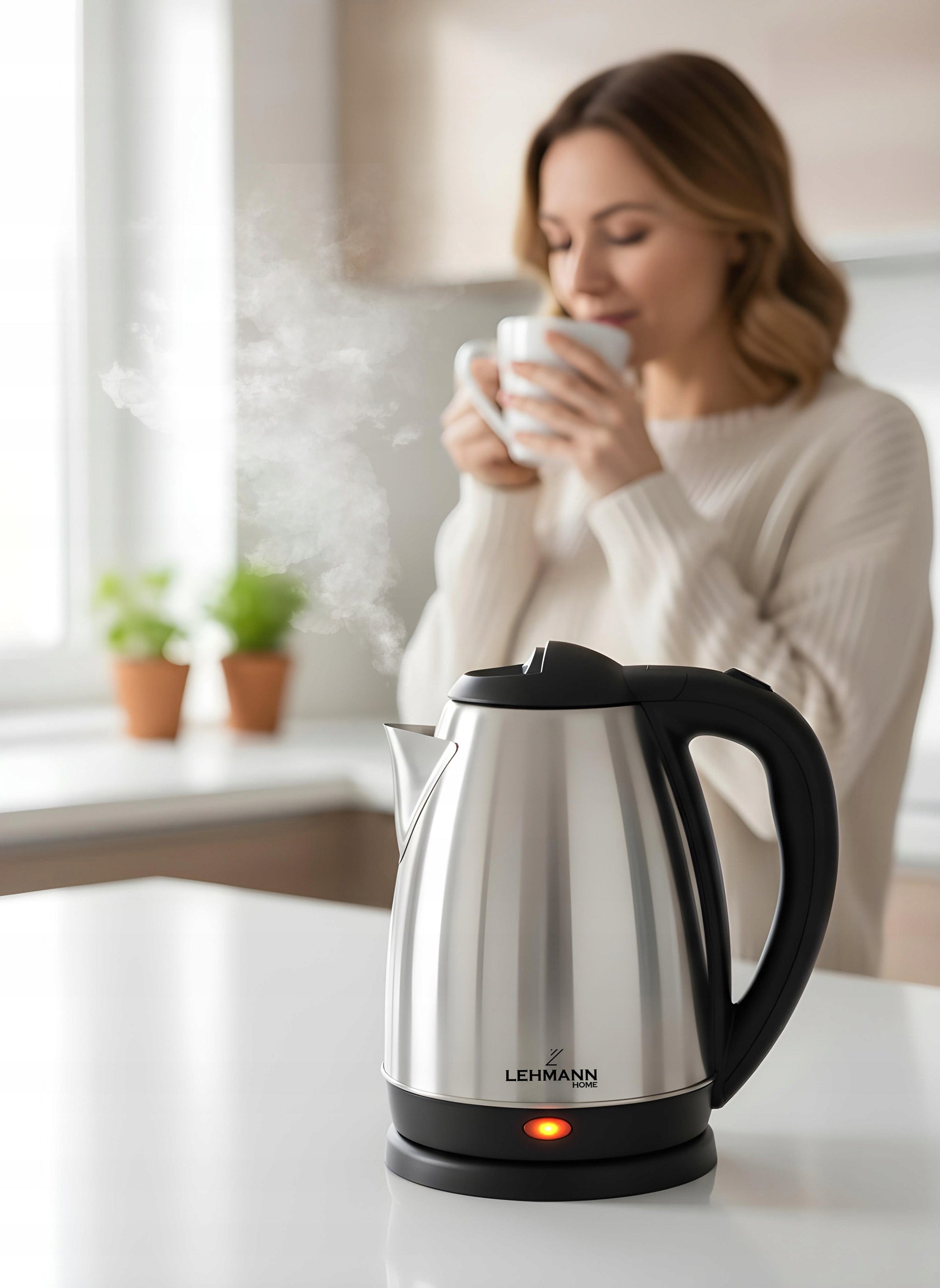 ELECTRIC KETTLE CORDLESS TOURIST LARGE STRONG STAINLESS STEEL Model Steel