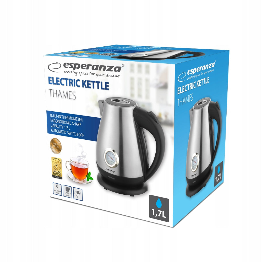 ELECTRIC KETTLE EKK029 THAMES SILVER 1,7L ESPERANZA SUPER DESIGN Power 2200 W