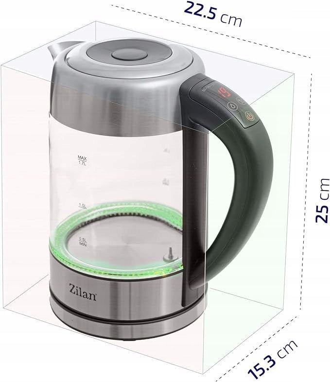 ELECTRIC KETTLE GLASS LED WITH TEMPERATURE CONTROL 2200W Dominant color silver/gray