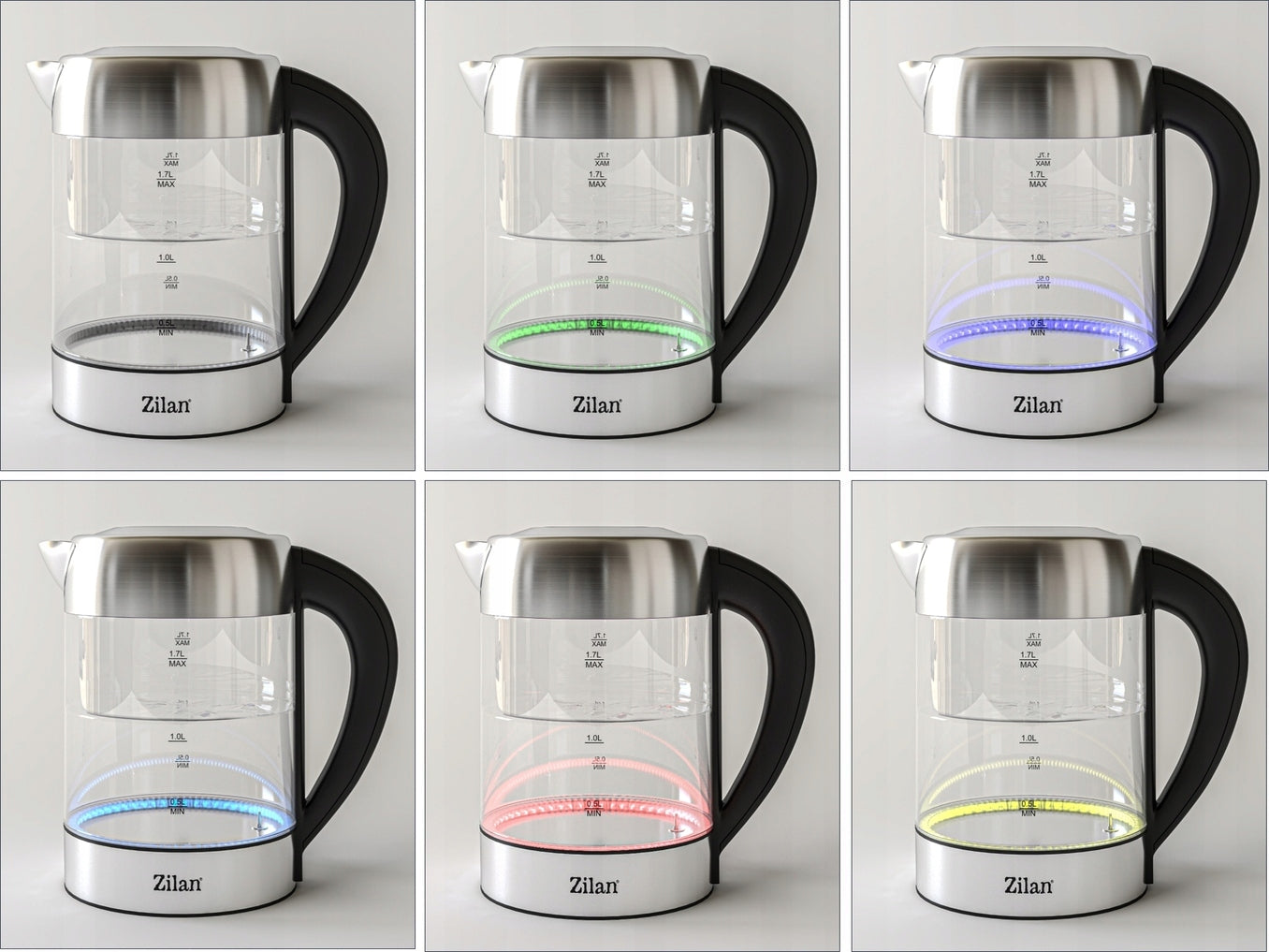ELECTRIC KETTLE GLASS LED WITH TEMPERATURE CONTROL 2200W Material metal