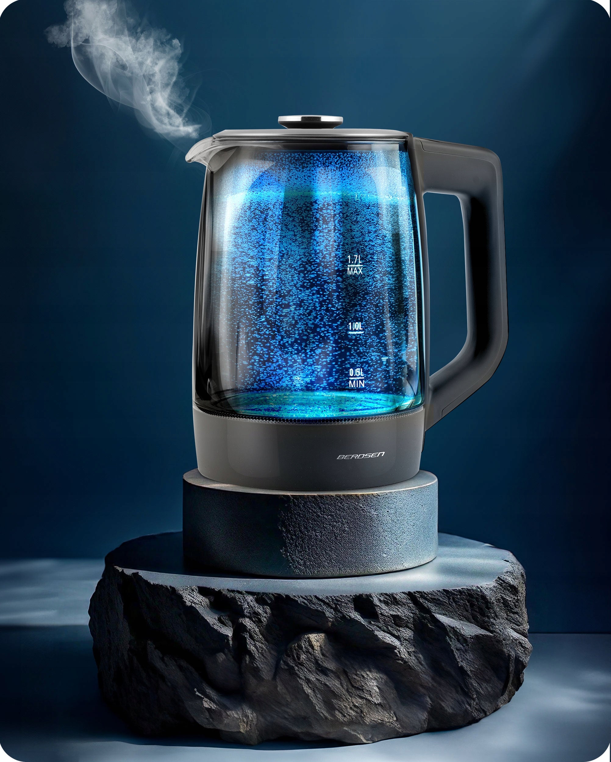 ELECTRIC KETTLE GLASS TEMPERATURE CONTROL 2200W BERDSEN 1,7L Manufacturer code 371100