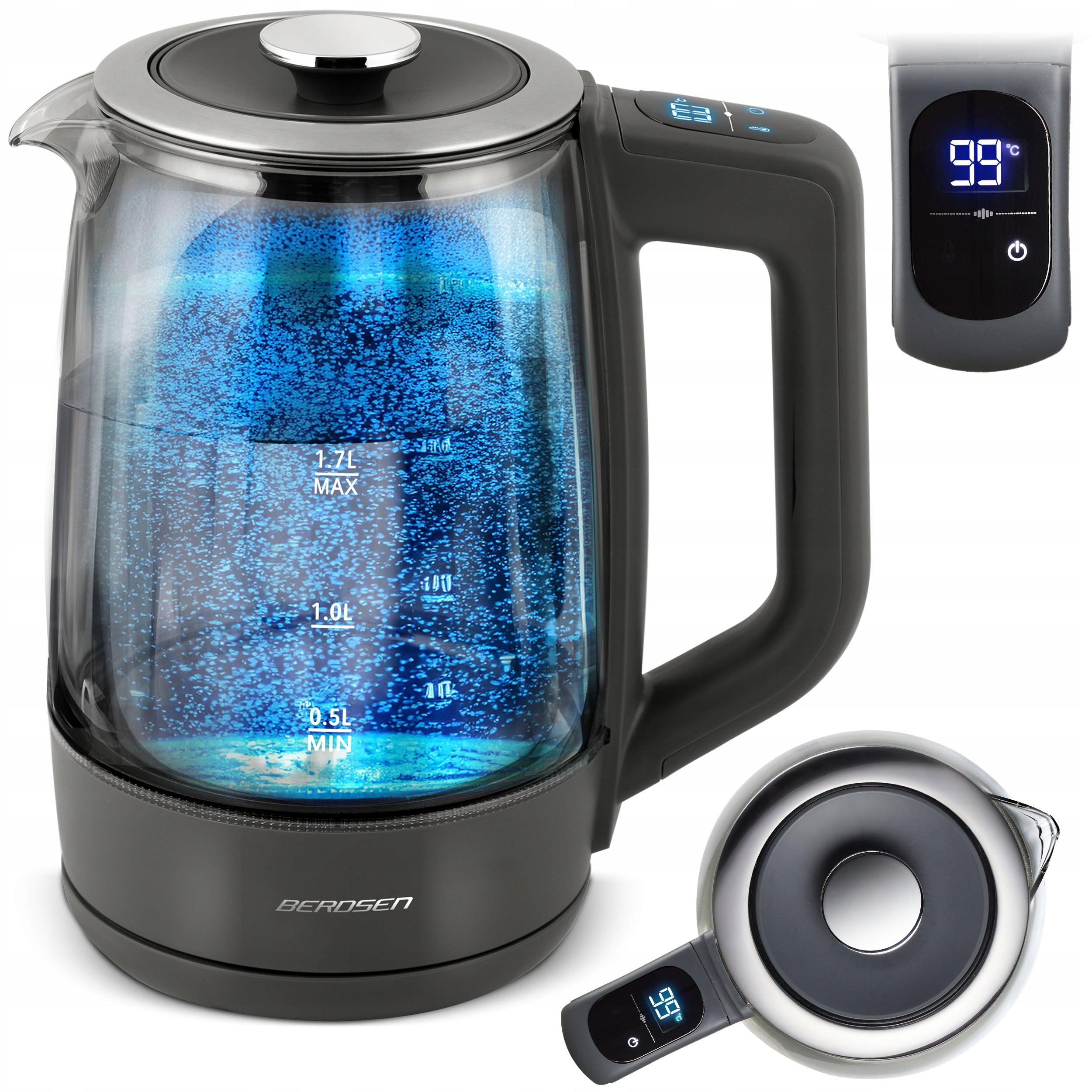 ELECTRIC KETTLE GLASS TEMPERATURE CONTROL 2200W BERDSEN 1,7L