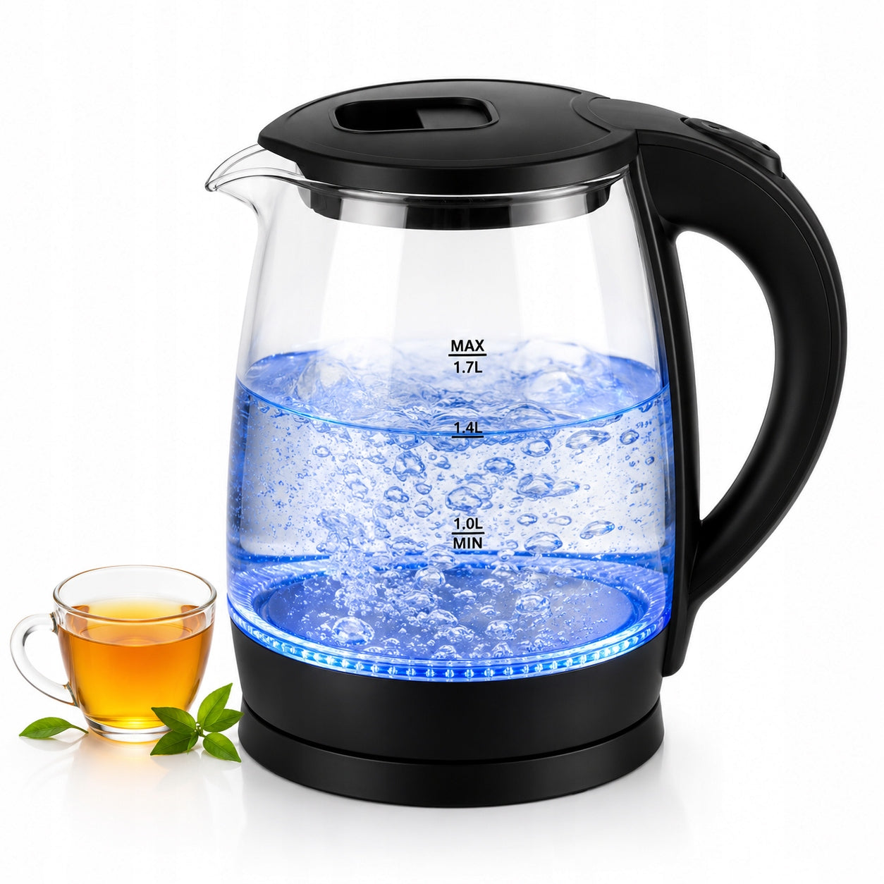 ELECTRIC KETTLE GLASS WIRELESS BACKLIT LED 1,7L 2200W STRONG Capacity 1.7 l