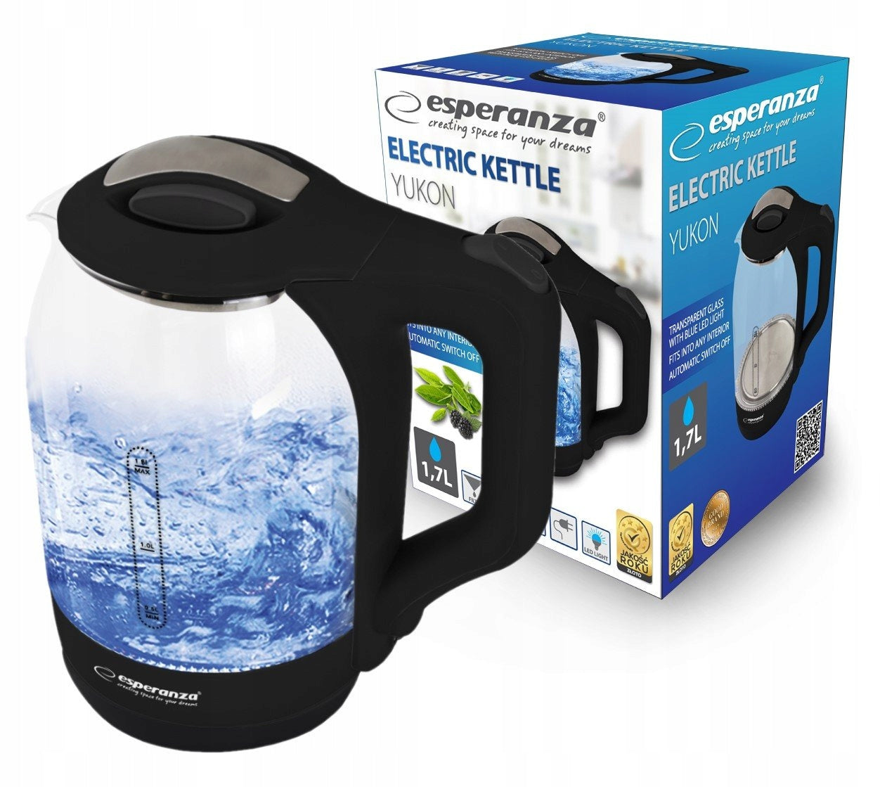 ELECTRIC KETTLE GLASS WIRELESS LED BACKLIGHT 1,7L 1500W