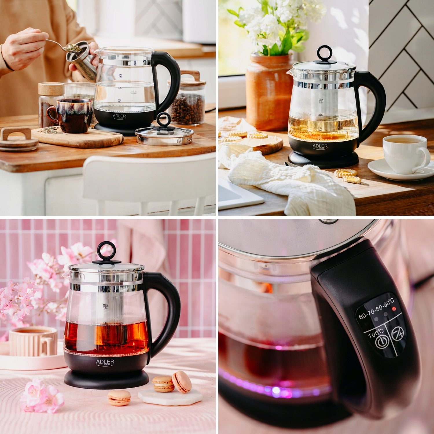 ELECTRIC KETTLE GLASS WIRELESS TEMP ADJUSTMENT LED 1,5L INFUSER Capacity 1.5 l