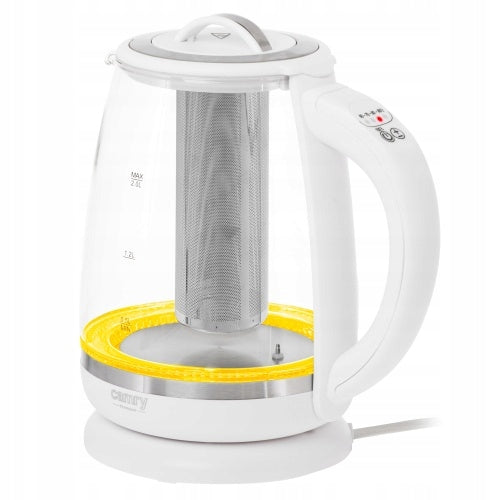 ELECTRIC KETTLE GLASS WIRELESS TEMP ADJUSTMENT LED INFUSER 2L Dominant color white