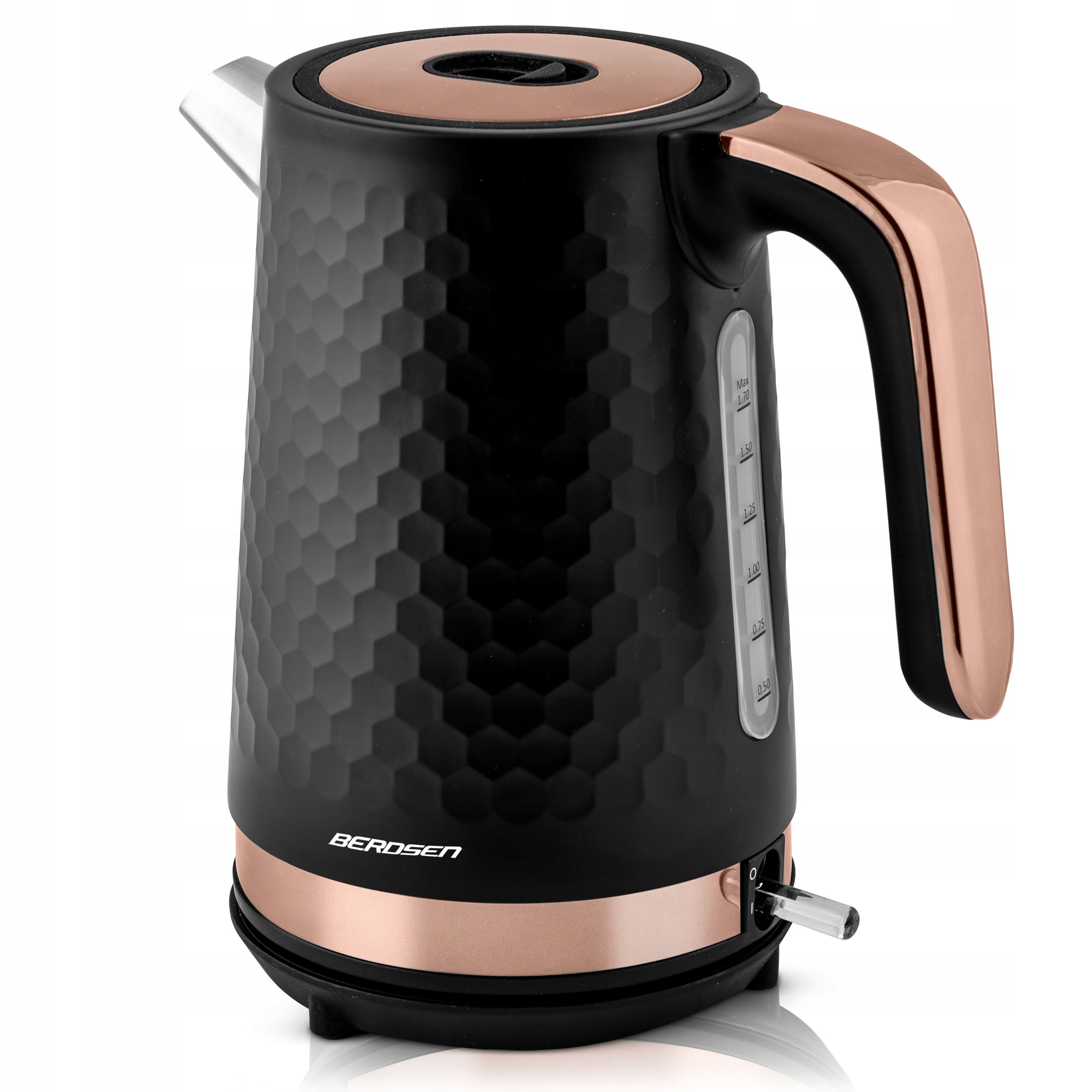 ELECTRIC KETTLE METAL BLACK GOLD CORDLESS 1,7L BERDSEN 2200W Dominant color black