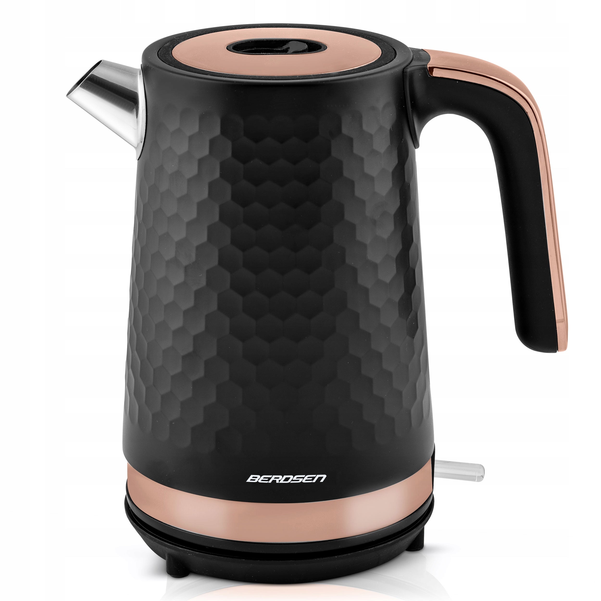 ELECTRIC KETTLE METAL BLACK GOLD CORDLESS 1,7L BERDSEN 2200W Power 2200 W