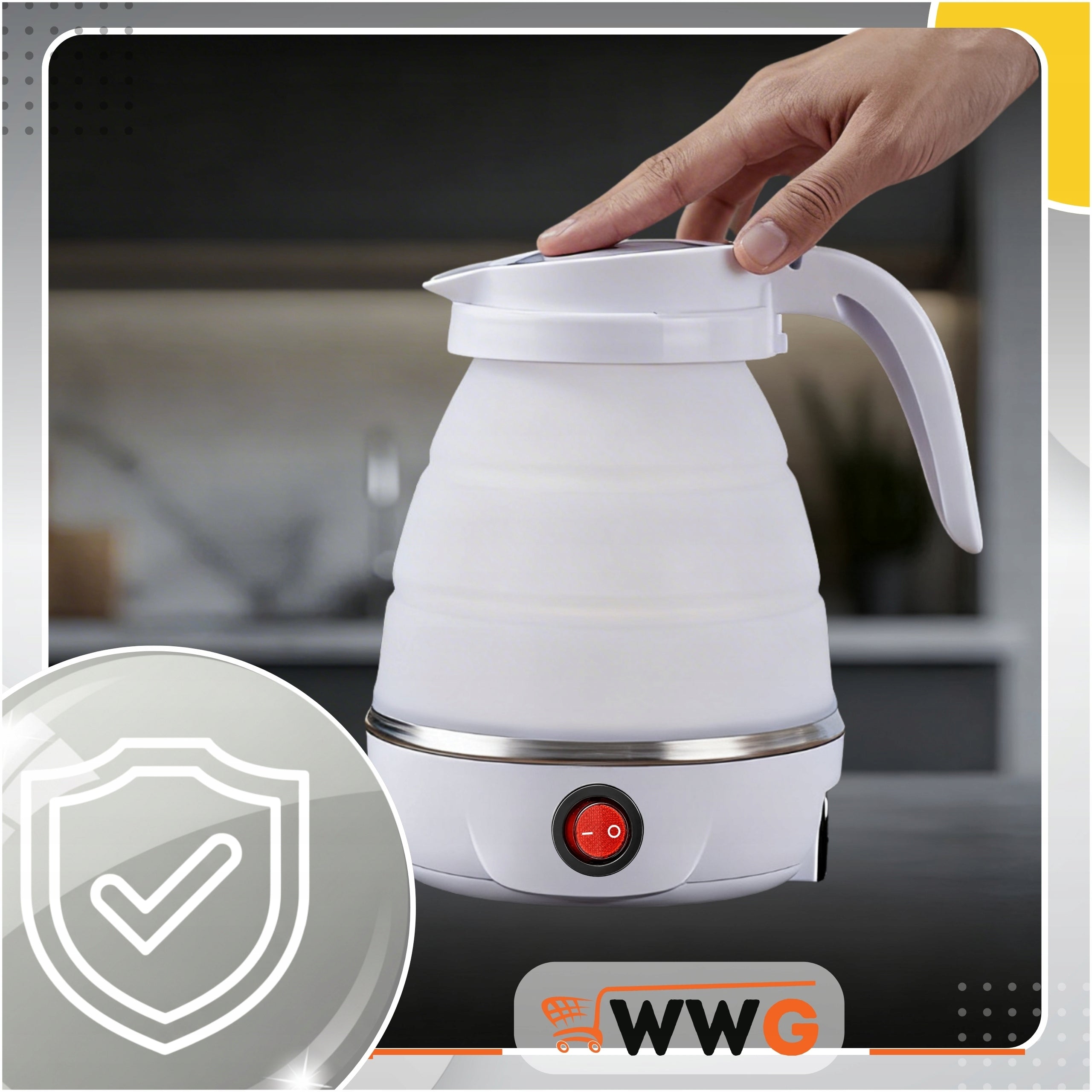ELECTRIC KETTLE SILICONE FOLDING SURVIVAL 600ML TRAVEL SMALL WWG Dominant color white