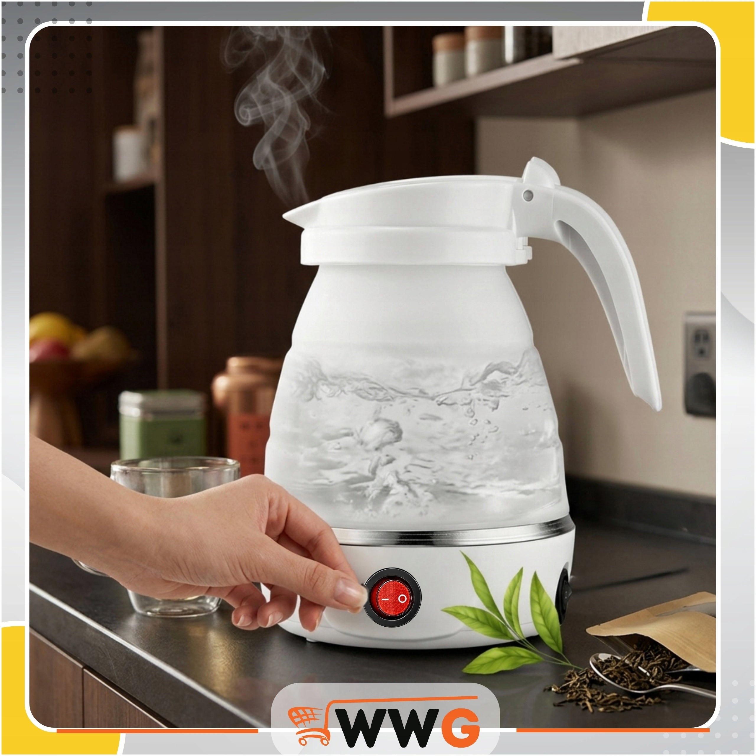 ELECTRIC KETTLE SILICONE FOLDING SURVIVAL 600ML TRAVEL SMALL WWG Model CZAJNIK SILIKONOWY 600ML WWG POLAND