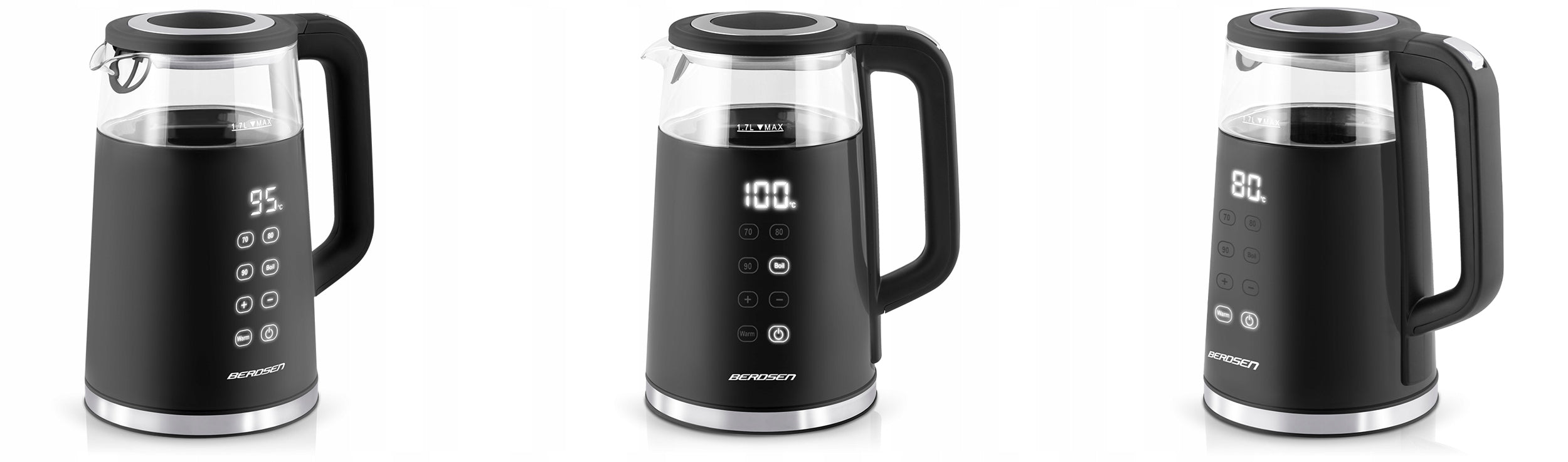 ELECTRIC KETTLE TEMPERATURE CONTROL 2200W TOUCH PANEL 1,7L BERDSEN Packaging status original