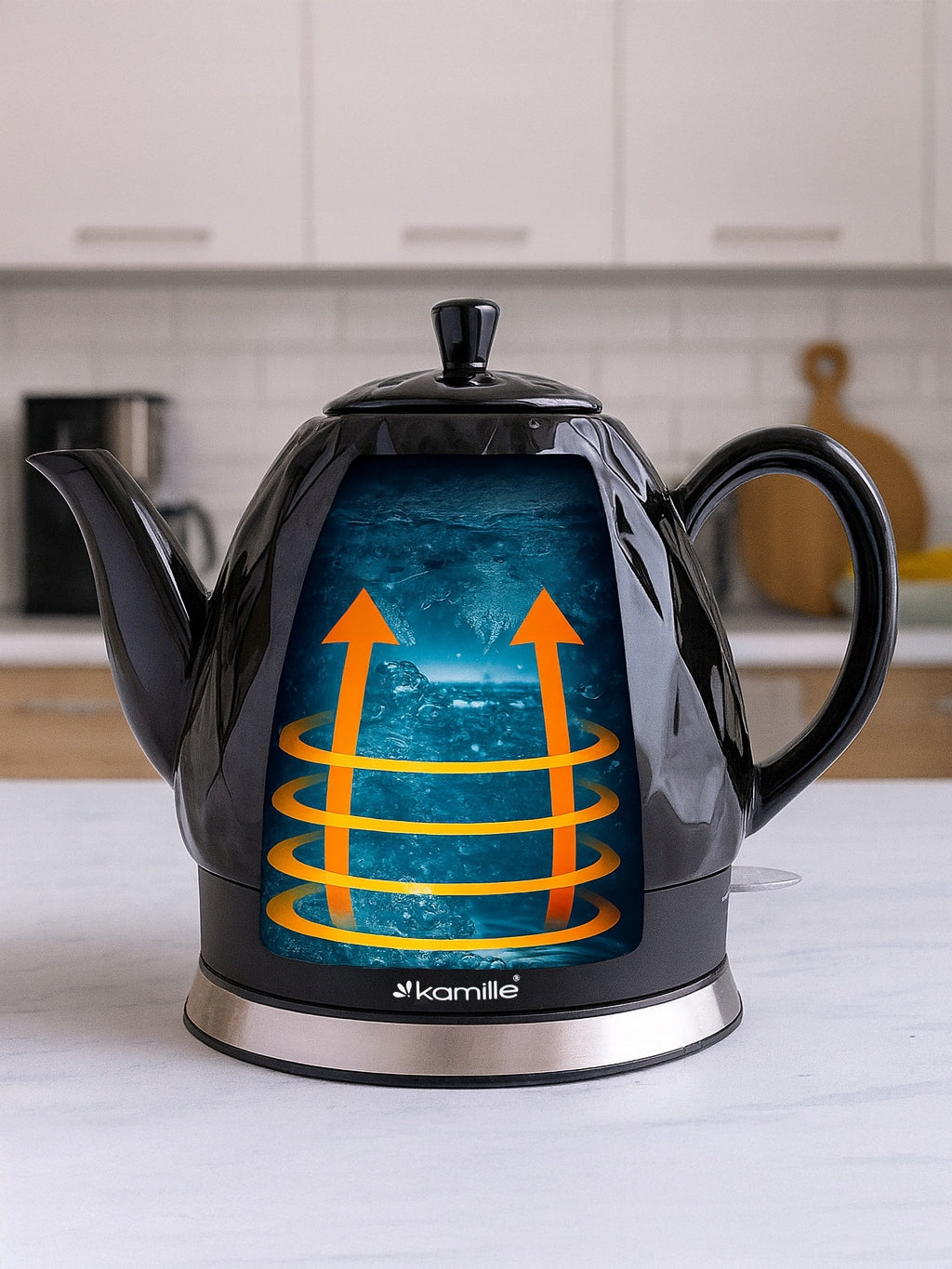 ELECTRIC KETTLE WIRELESS CERAMIC KAMILLE 1200 W 1,5 L black Dominant color black