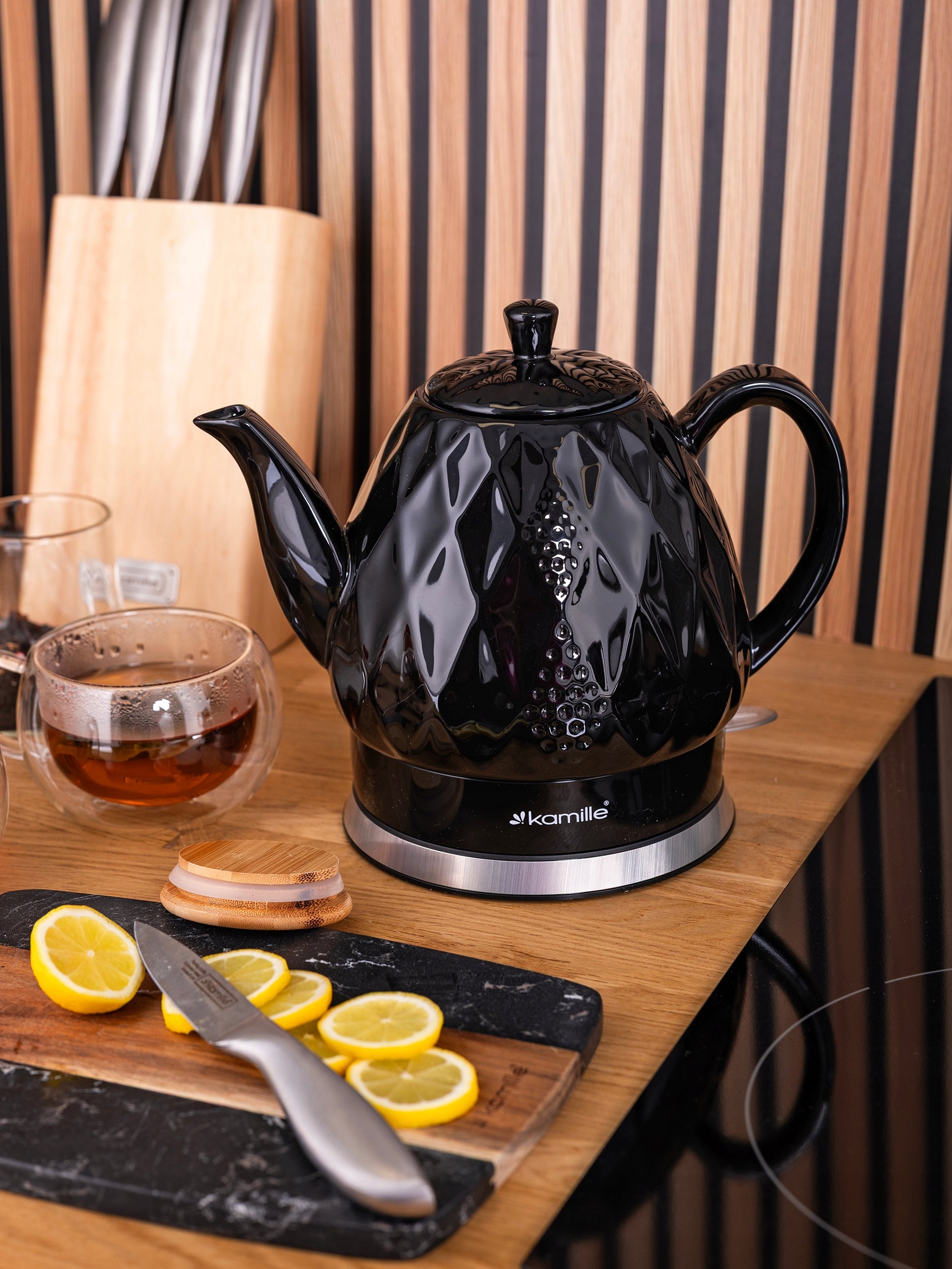 ELECTRIC KETTLE WIRELESS CERAMIC KAMILLE 1200 W 1,5 L black Power 1200 W