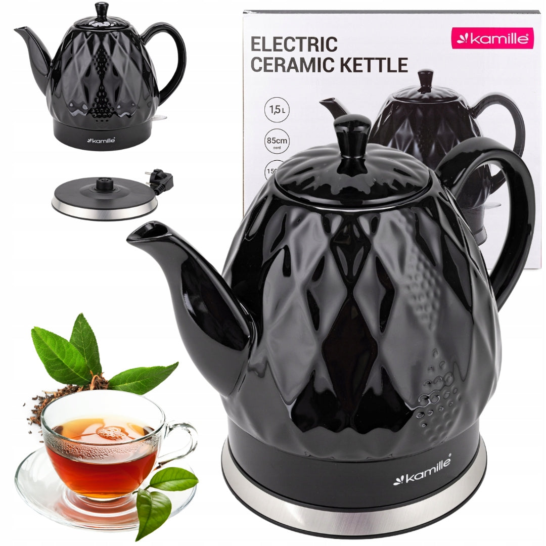 ELECTRIC KETTLE WIRELESS CERAMIC KAMILLE 1200 W 1,5 L black