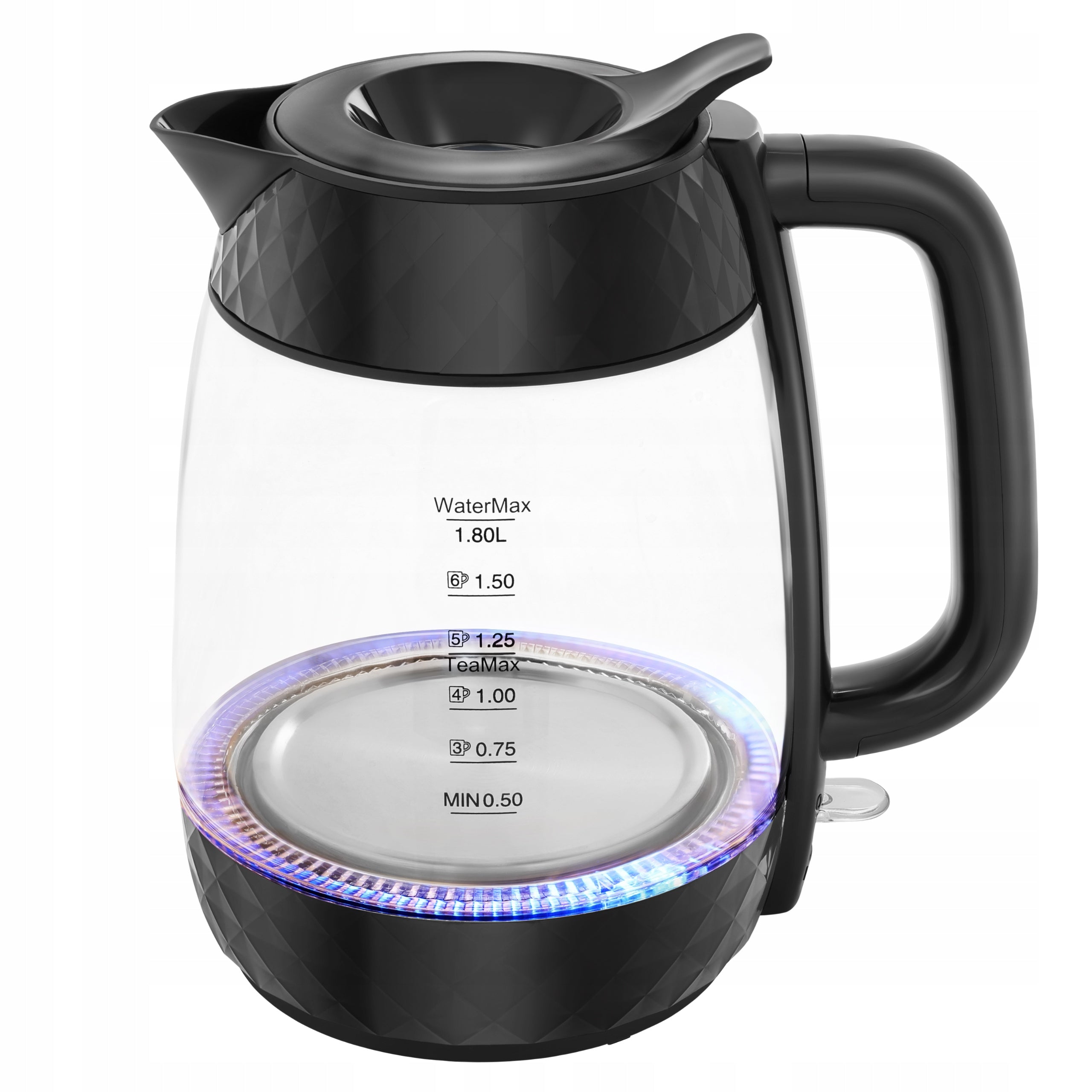 ELECTRIC KETTLE WIRELESS GLASS 2200W STRONG LED BACKLIGHT Dominant color black