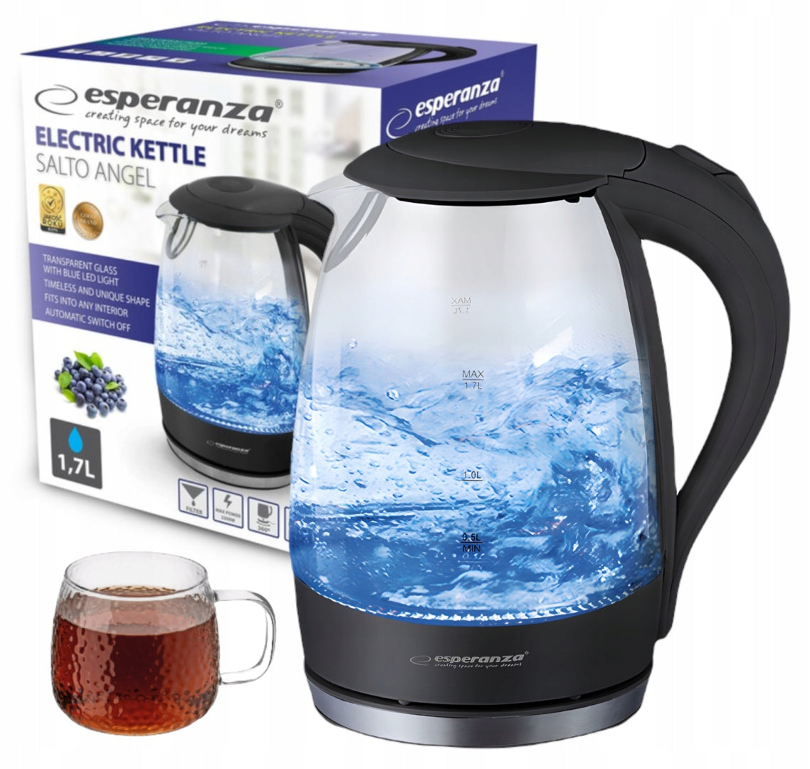 ELECTRIC KETTLE WIRELESS LARGE GLASS ILLUMINATED 2200W 1,7L