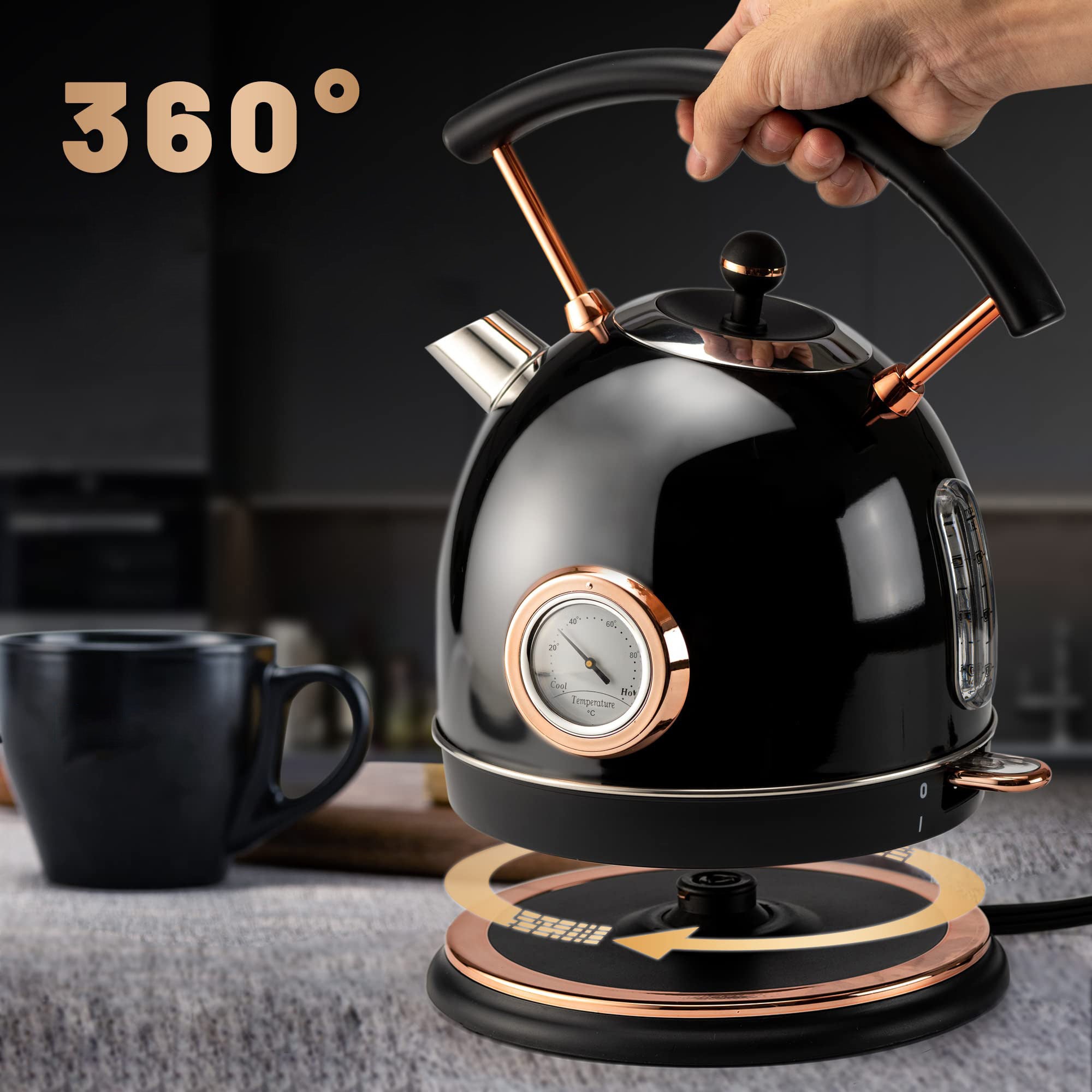 ELECTRIC KETTLE WIRELESS LED FASHIONABLE 1,8L 1500W INOX WITH THERMOMETER Power 1500 W