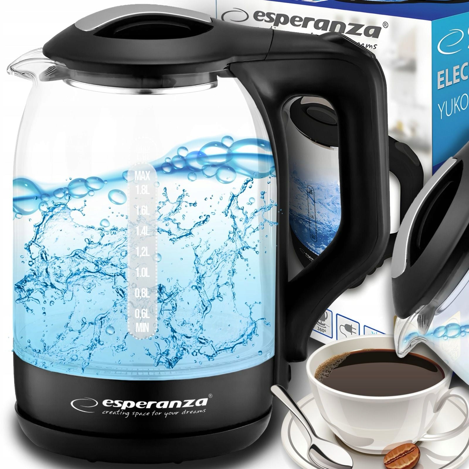 ELECTRIC KETTLE WIRELESS LED LARGE STRONG