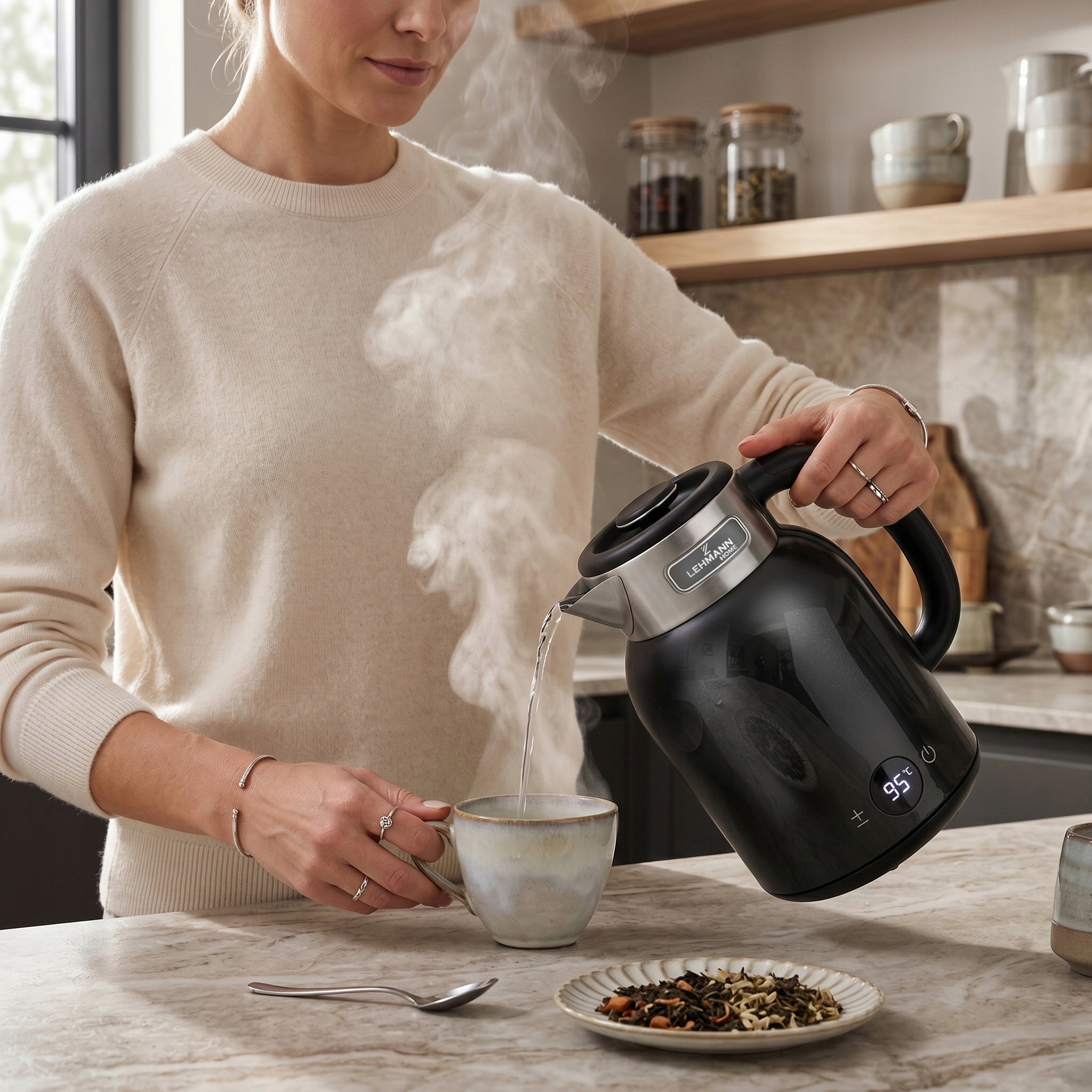 ELECTRIC KETTLE WIRELESS STEEL RETRO SOUND BLACK 2200W 1,5L Power 2200 W