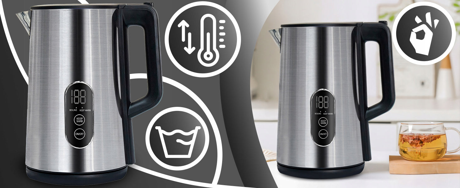 ELECTRIC KETTLE WIRELESS TOUCH 1800W TEMPERATURE CONTROL 1,8L Capacity 1.8 l