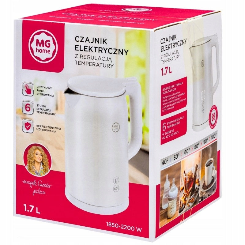 ELECTRIC KETTLE WITH TEMPERATURE CONTROL DK24005W WHITE MG HOME 1,7 L Manufacturer code DK24005B