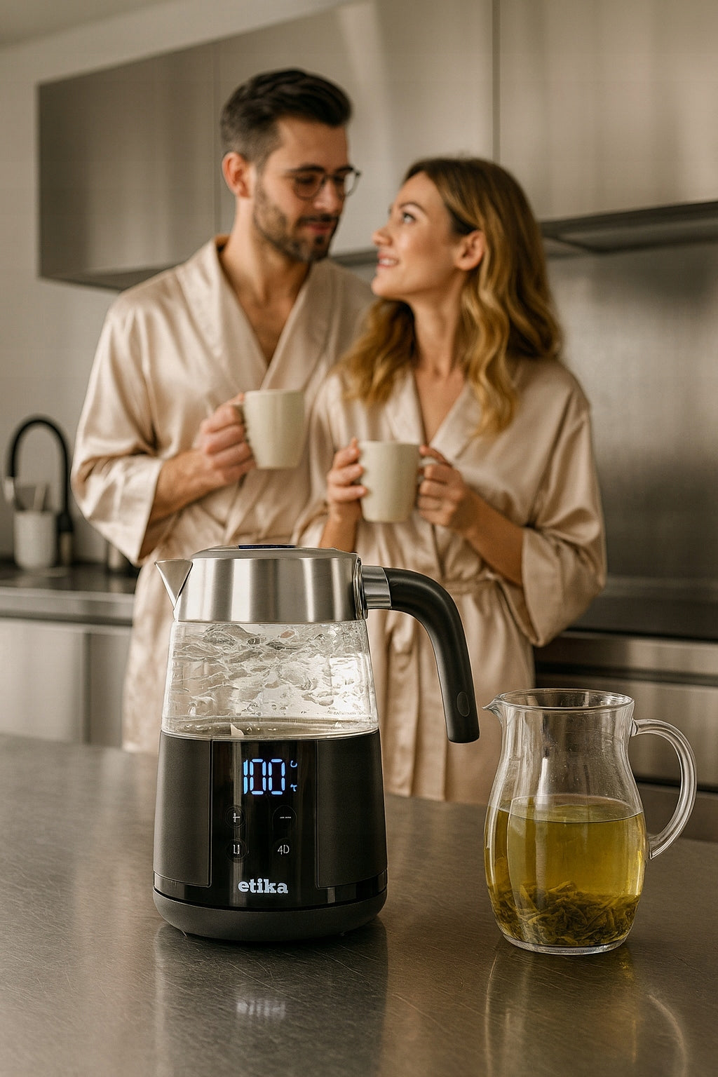 ELECTRIC KETTLE WITH TEMPERATURE CONTROL GLASS STRONG 1,7 L 2200W Dominant color black