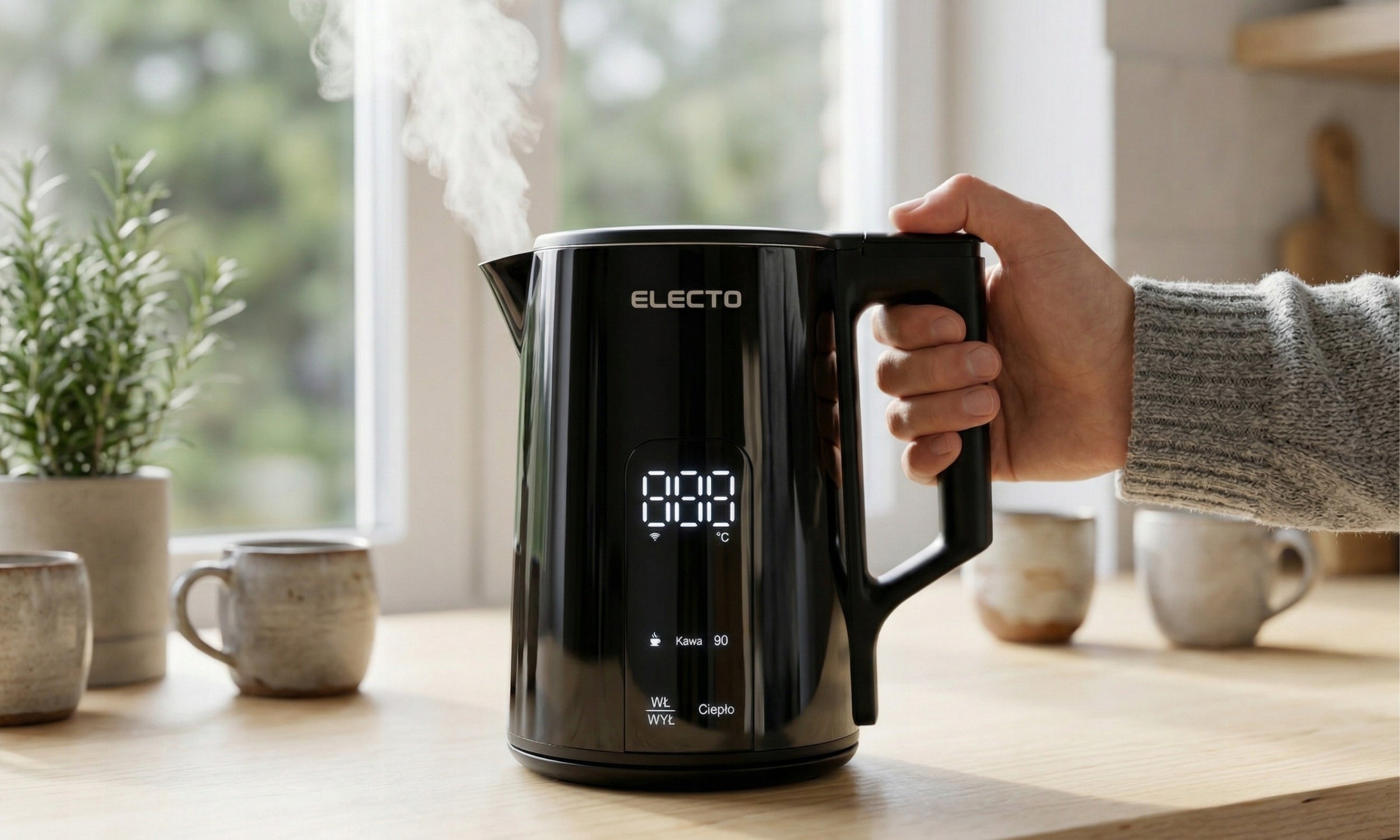 ELECTRIC KETTLE WITH TEMPERATURE CONTROL LED 1,7L STEEL BLACK 2200W Power 2200 W