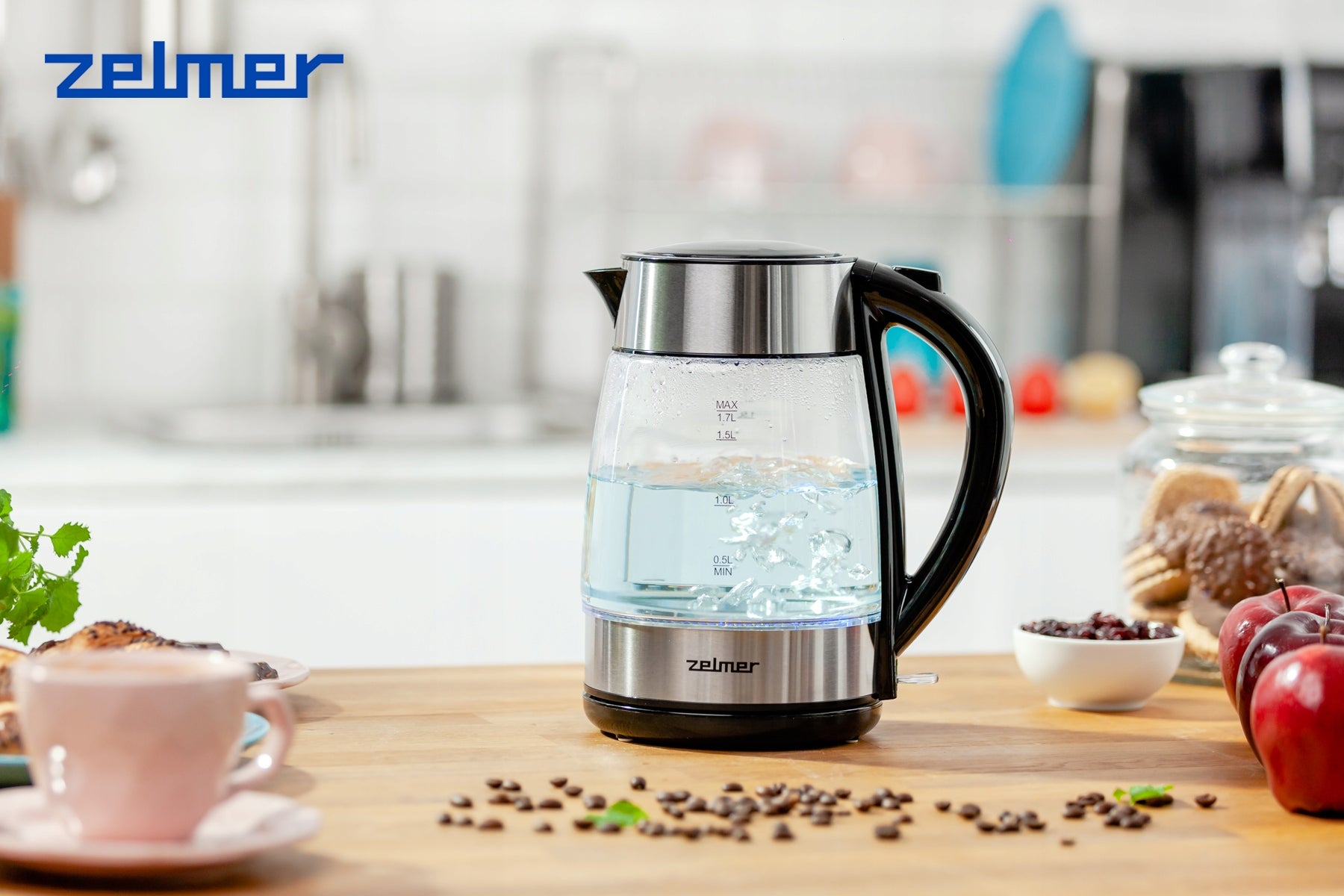 ELECTRIC KETTLE ZELMER WIRELESS WITH BACKLIGHT FILTER 1,7L 2200W Capacity 1.7 l
