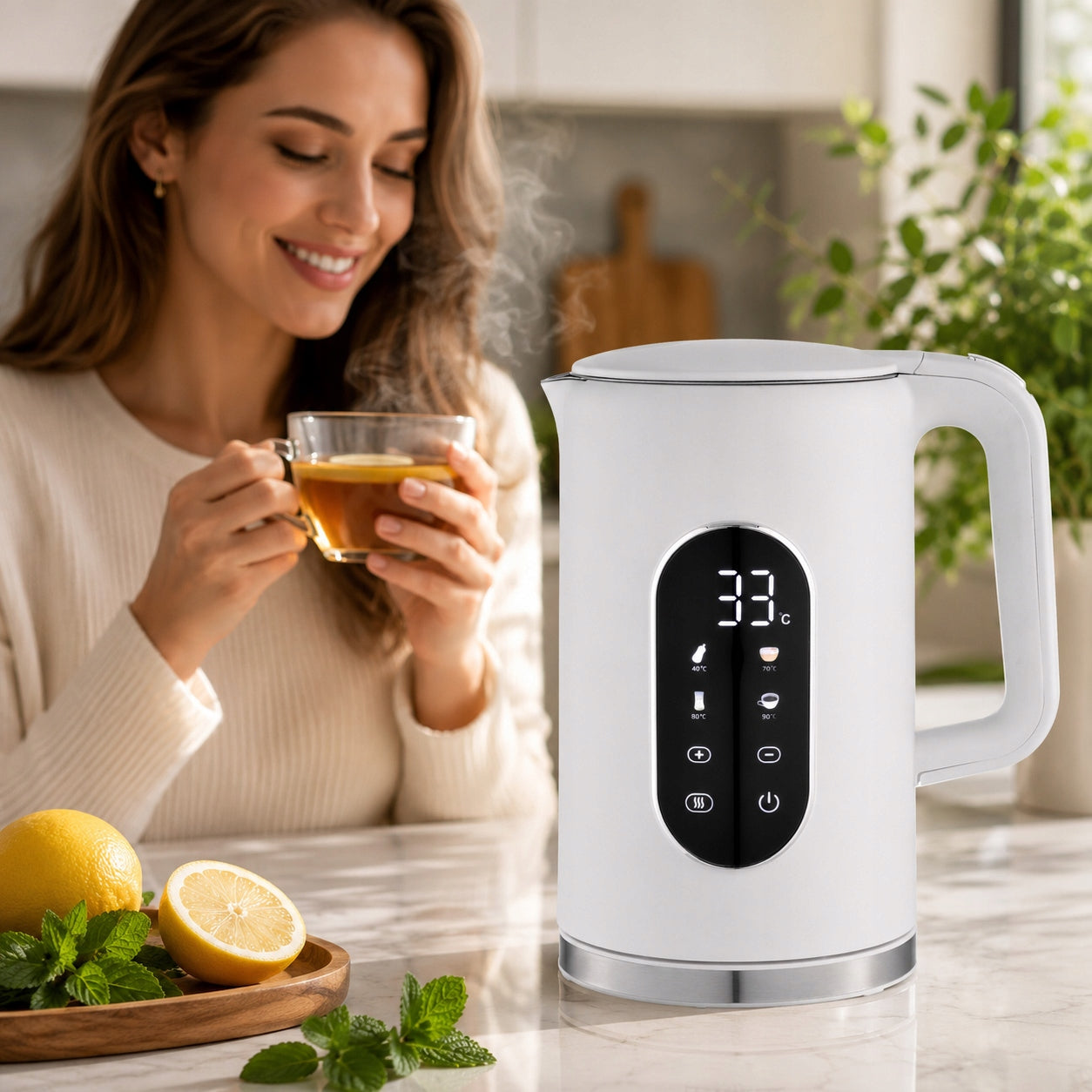 ELECTRIC KETTLE ZILNER 1,7L 2200W WHITE TOUCH TEMPERATURE CONTROL Dominant color white