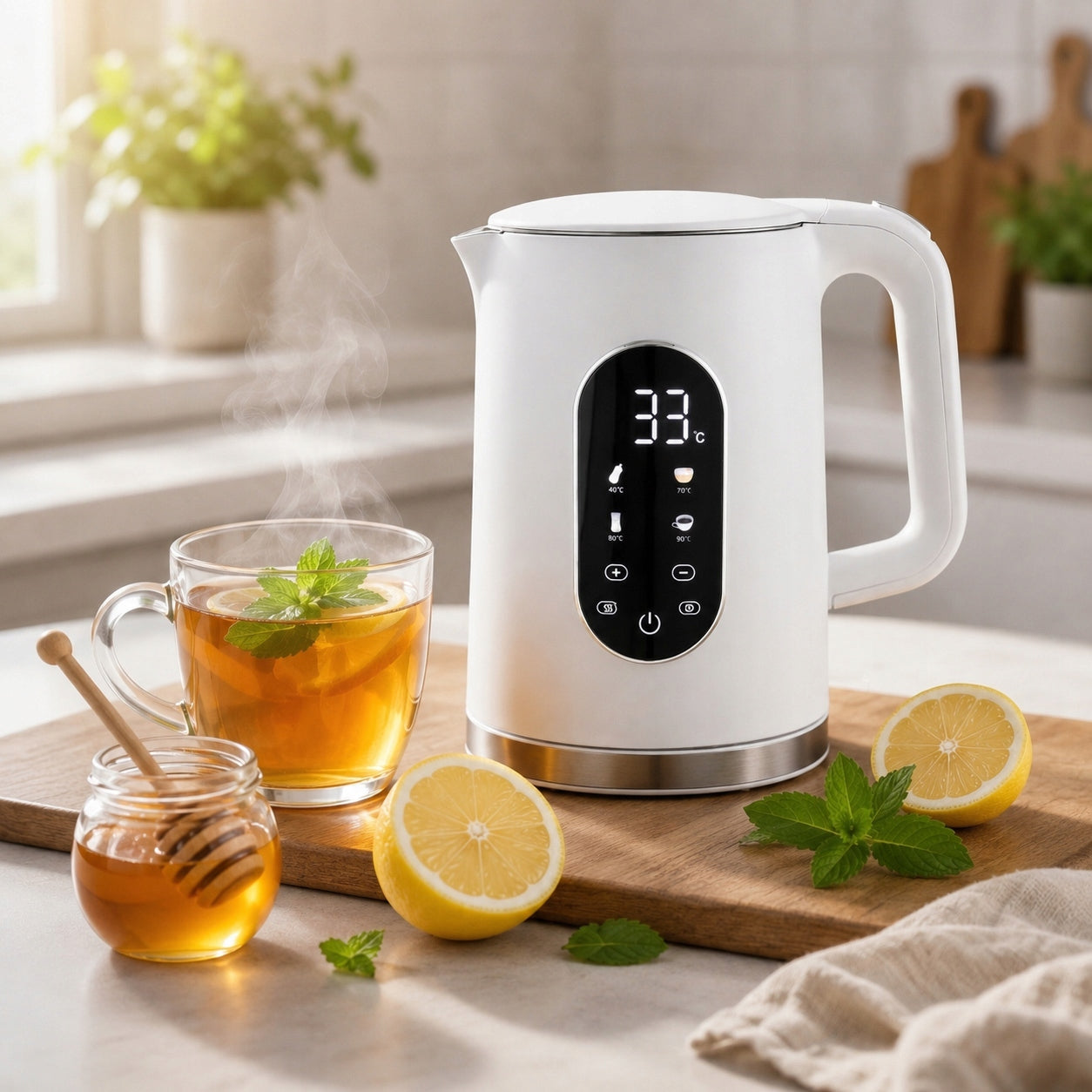 ELECTRIC KETTLE ZILNER 1,7L 2200W WHITE TOUCH TEMPERATURE CONTROL Model CZAJNIK ELEKTRYCZNY