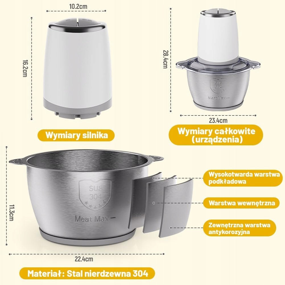 ELECTRIC KITCHEN CHOPPER 1,8L MULTIFUNCTIONAL 500W STAINLESS STEEL Brand no brand