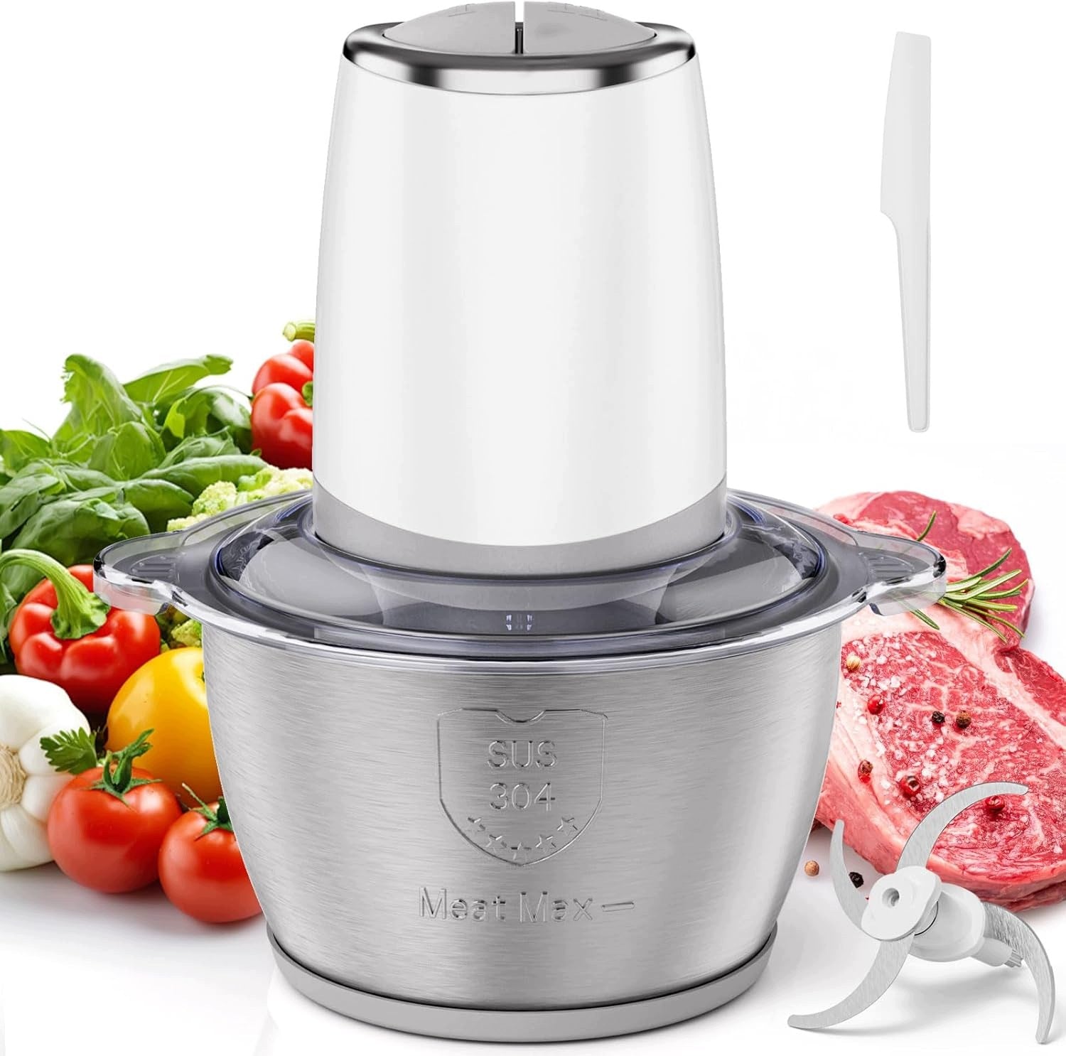 ELECTRIC KITCHEN CHOPPER 1,8L MULTIFUNCTIONAL 500W STAINLESS STEEL
