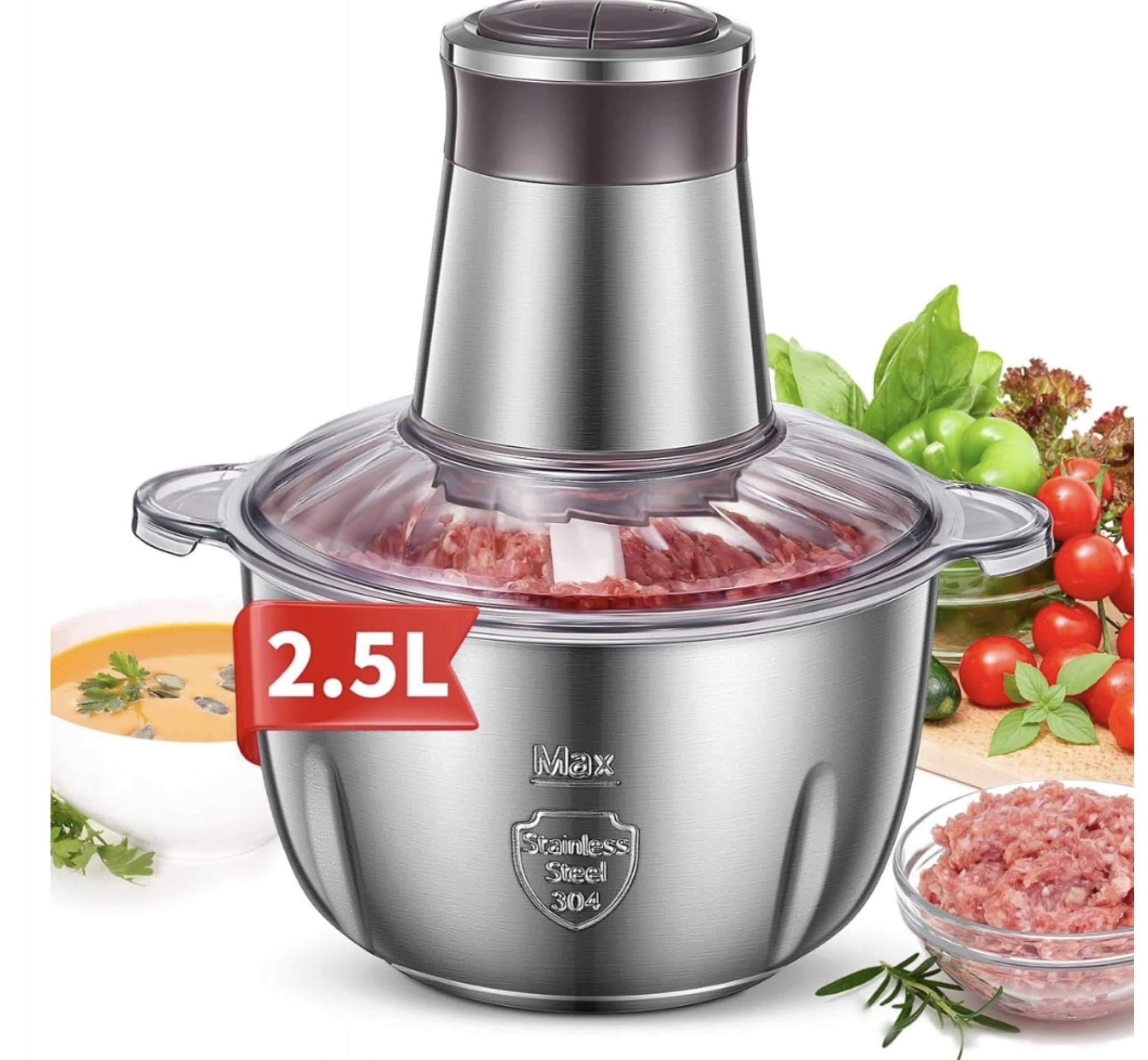 ELECTRIC KITCHEN SHREDDER 350W 2,5L STAINLESS STEEL 4 BLADES