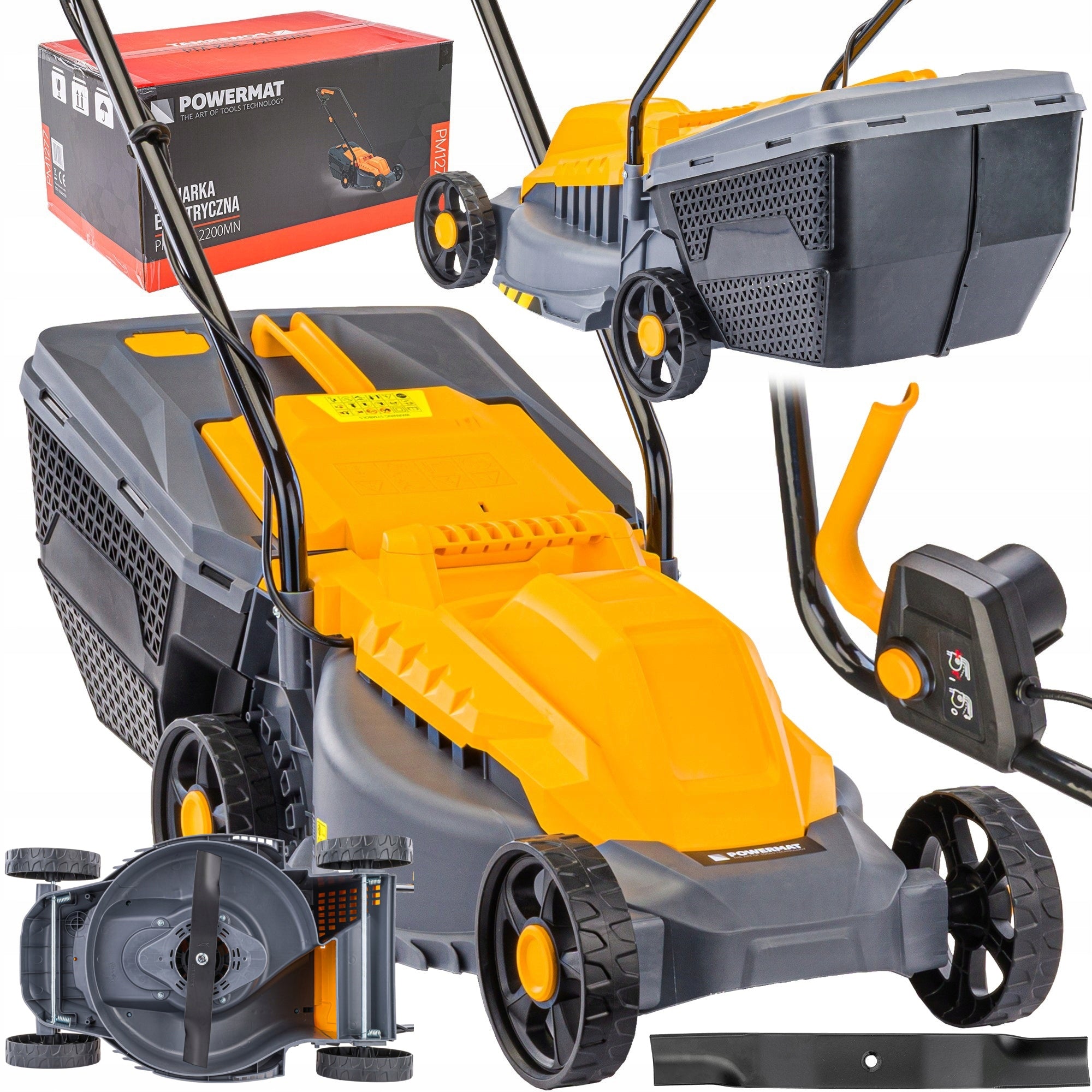 ELECTRIC LAWN MOWER 2200W KNIFE 32CM LIGHT LARGE BASKET 30L GARDEN